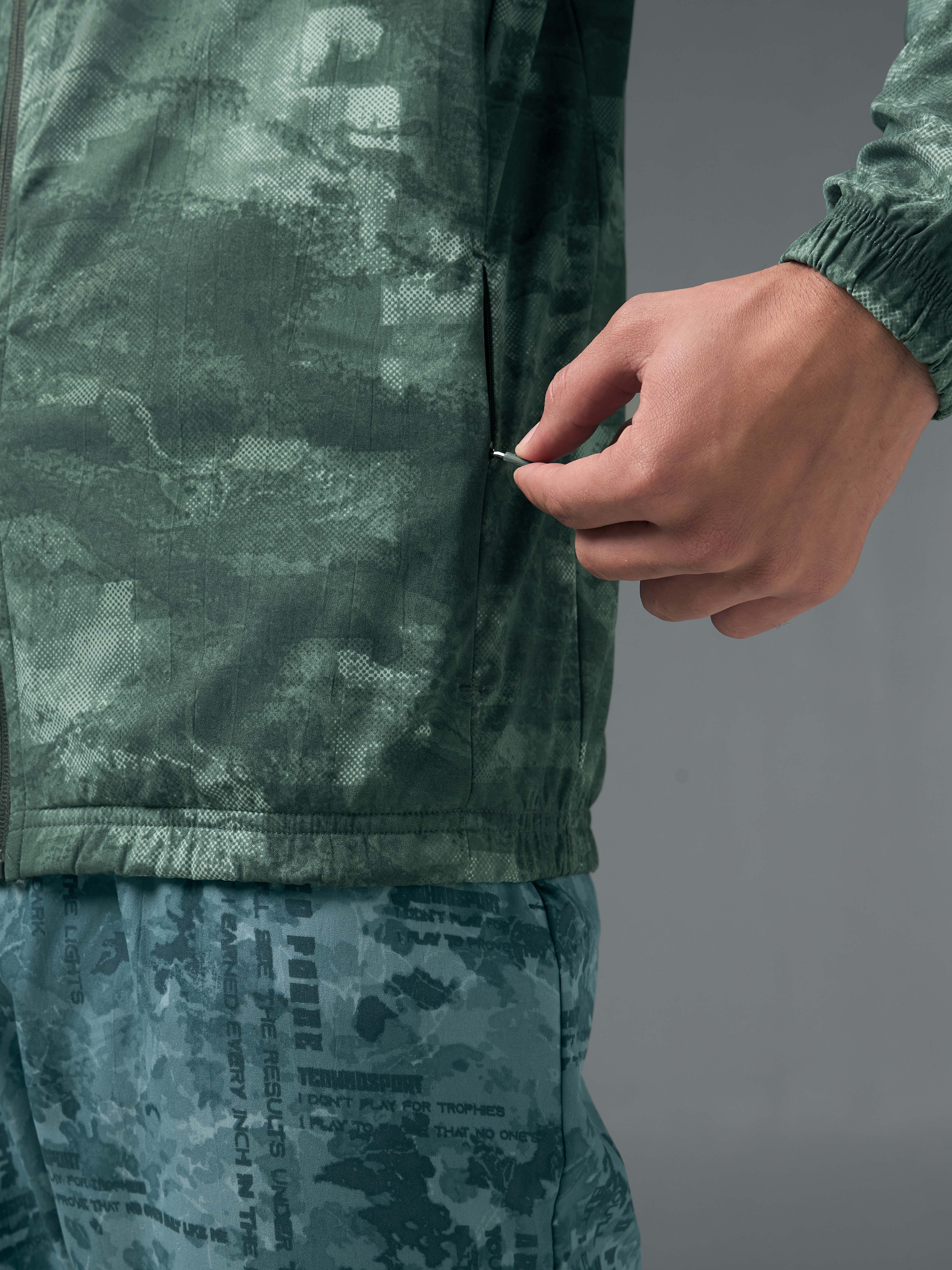 Men Printed Slim Fit Mock Neck Jacket with TS FLEXI - Image 7