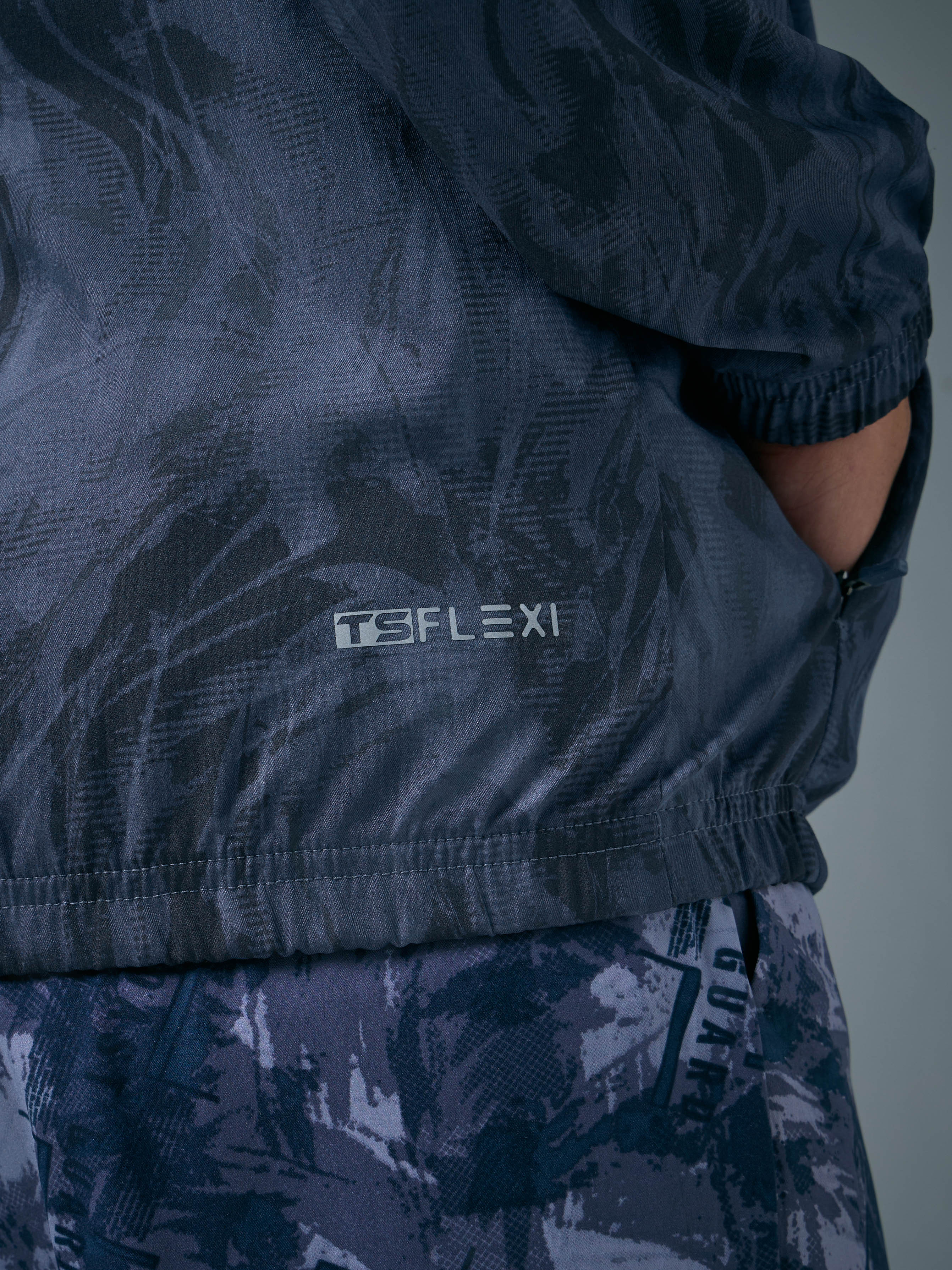 Men Printed Slim Fit Mock Neck Jacket with TS FLEXI - Image 8