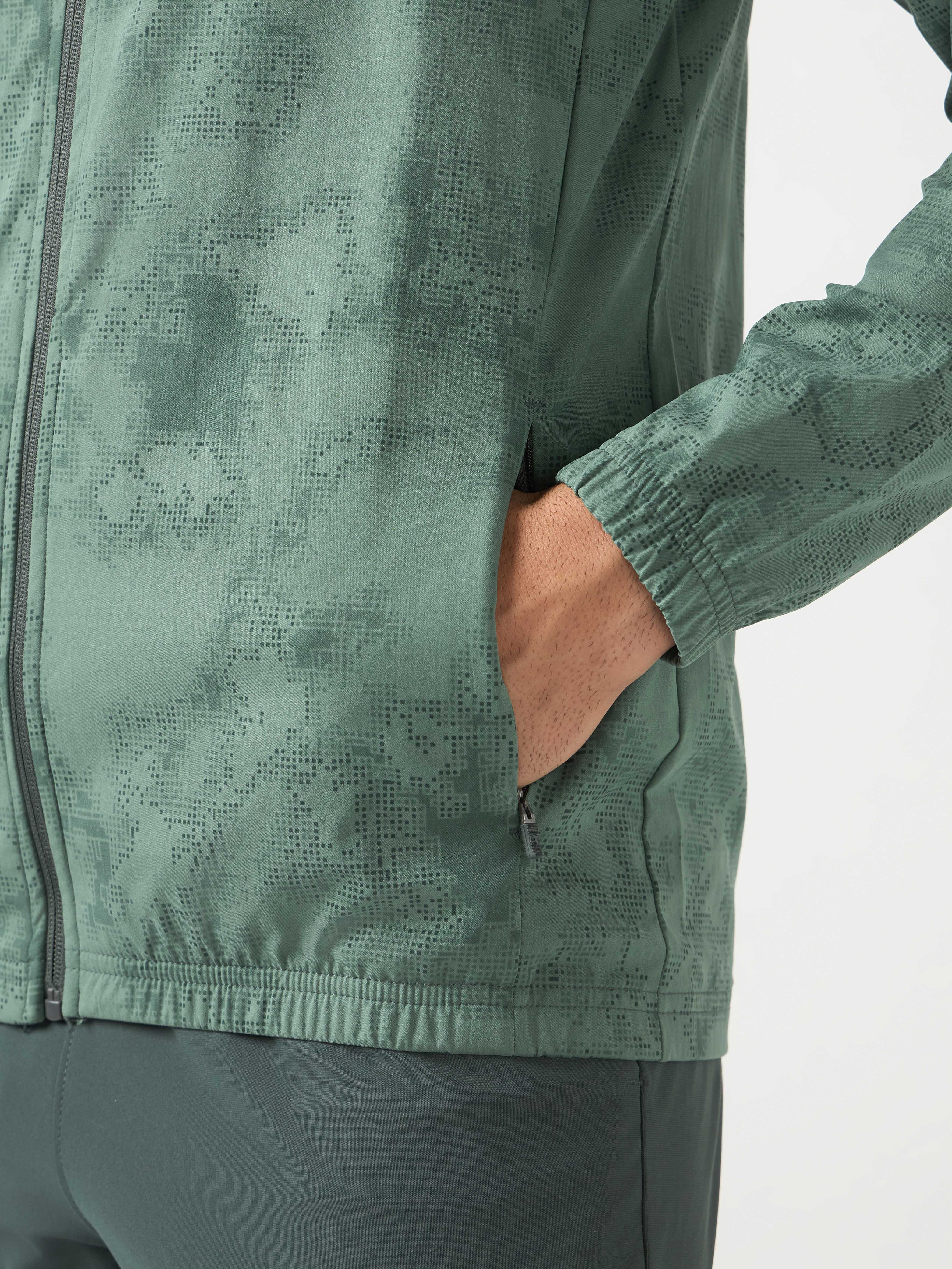 Men Printed Slim Fit Mock Neck Jacket with TS FLEXI - Image 7