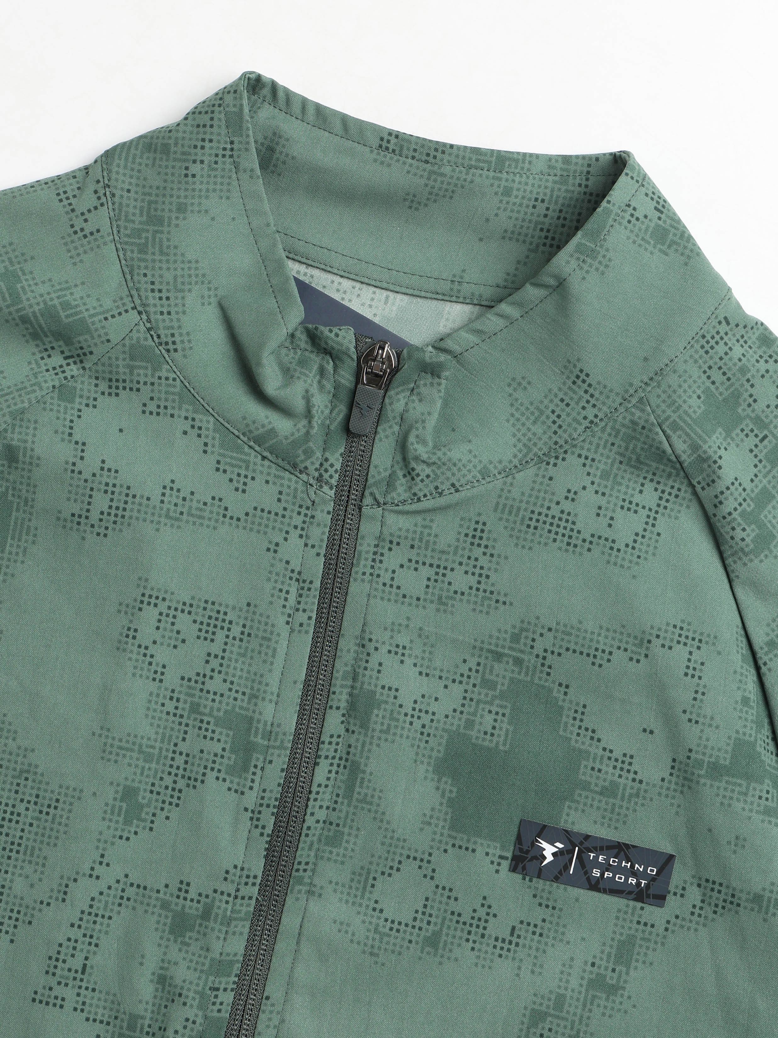 Men Printed Slim Fit Mock Neck Jacket with TS FLEXI - Image 8