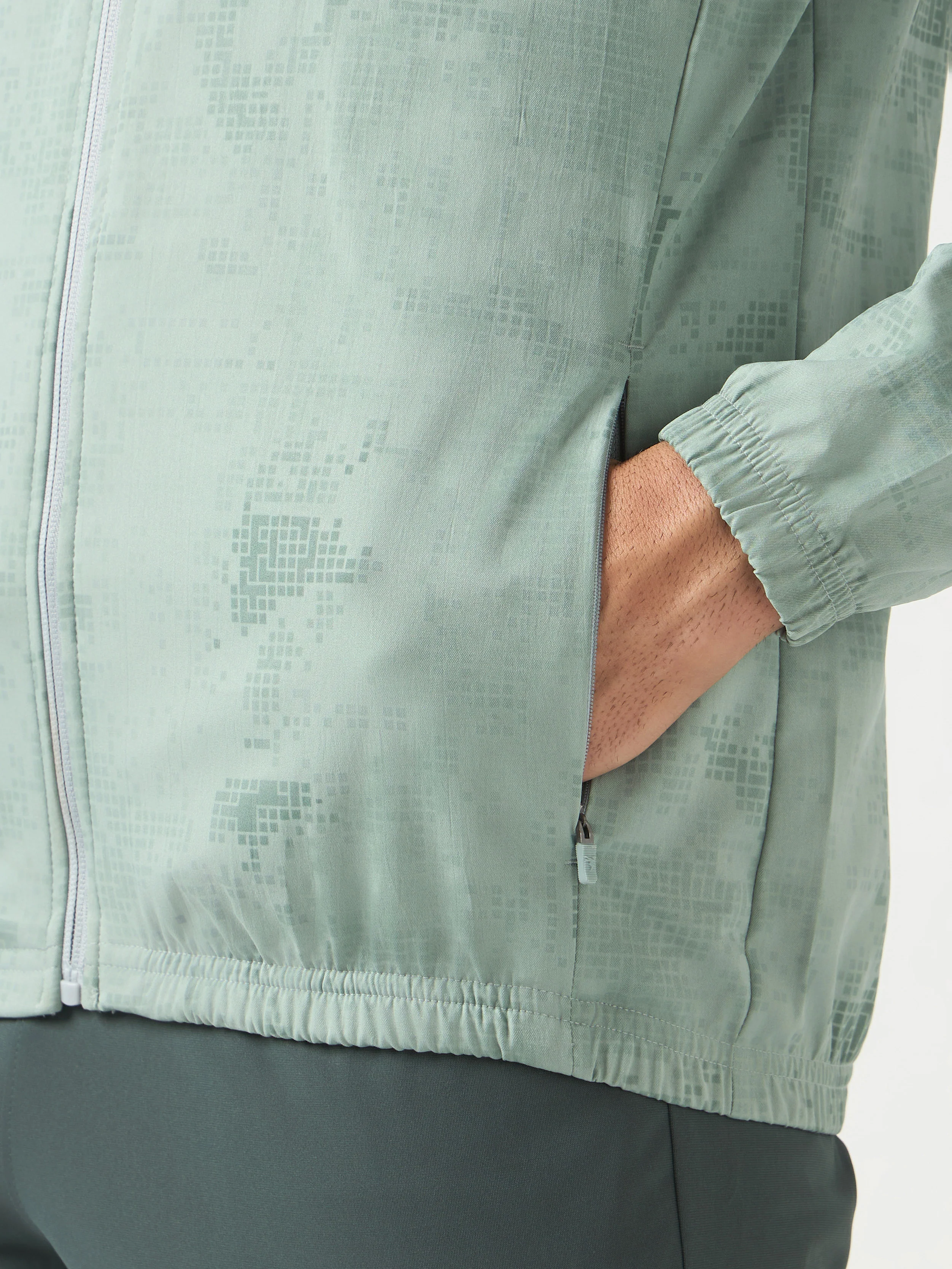 Men Printed Slim Fit Mock Neck Jacket with TS FLEXI - Image 6