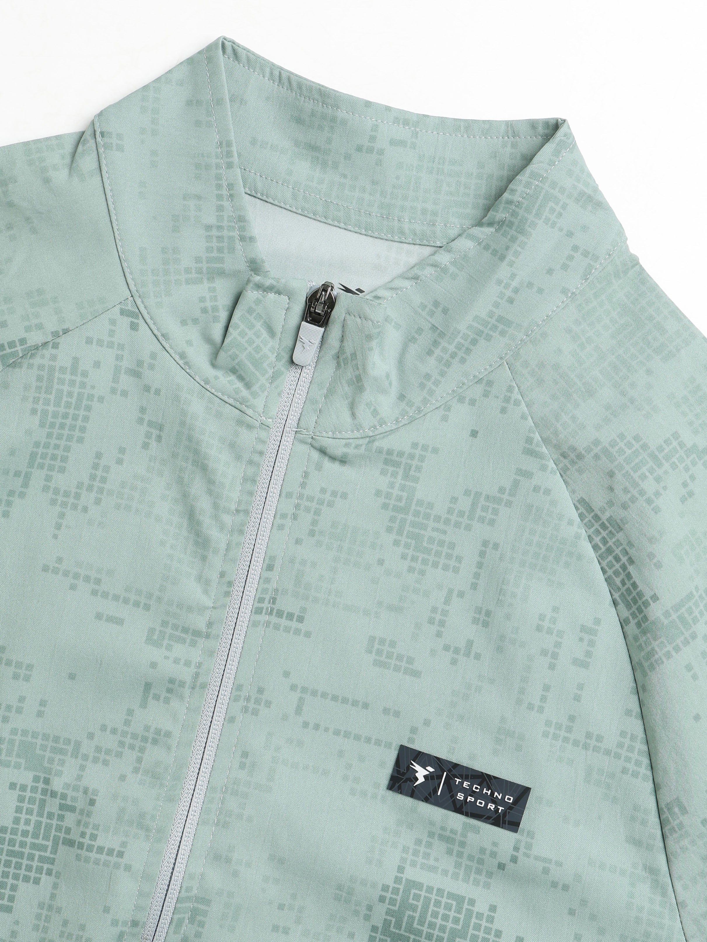 Men Printed Slim Fit Mock Neck Jacket with TS FLEXI - Image 8