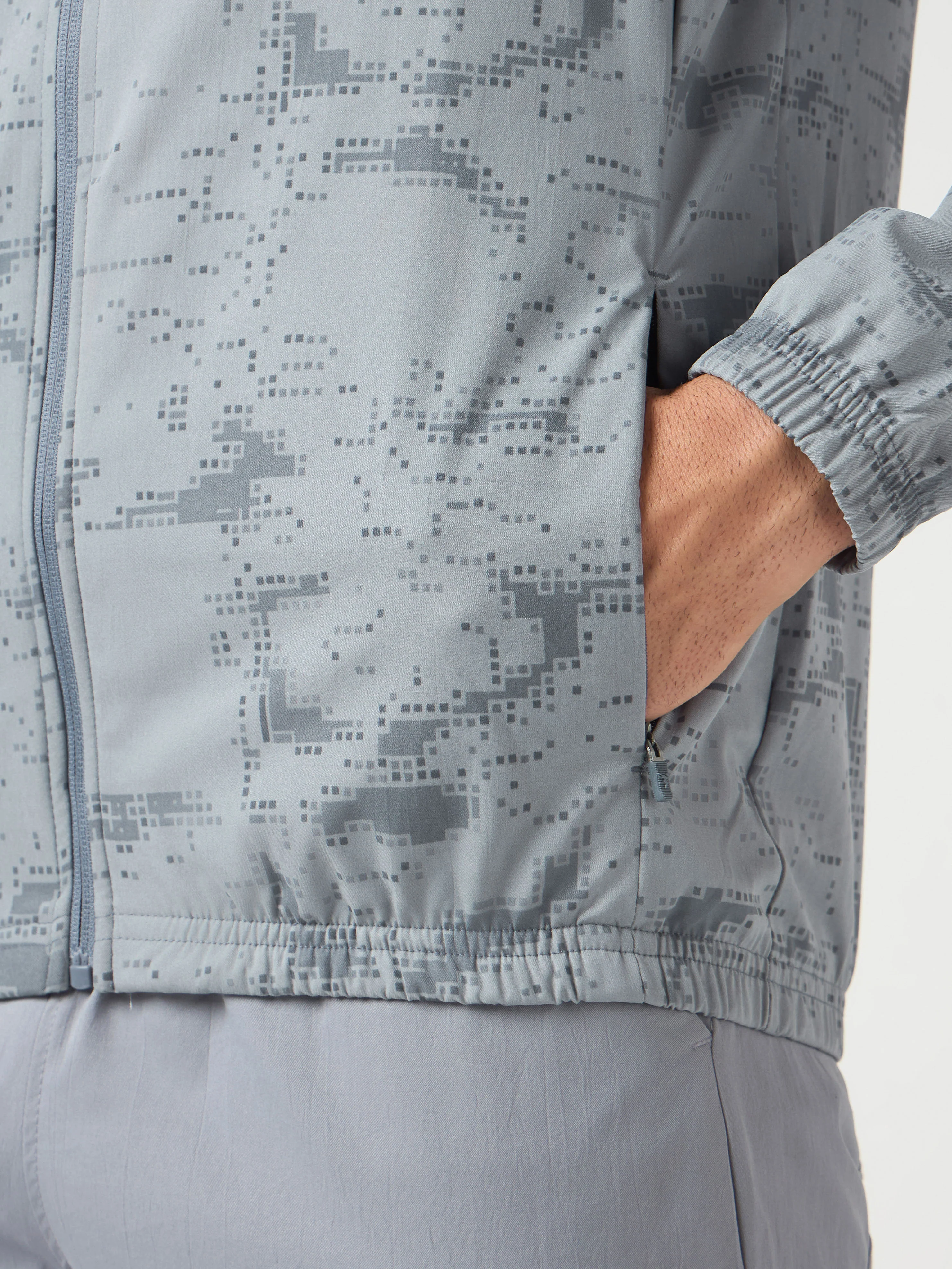 Men Printed Slim Fit Mock Neck Jacket with TS FLEXI - Image 3