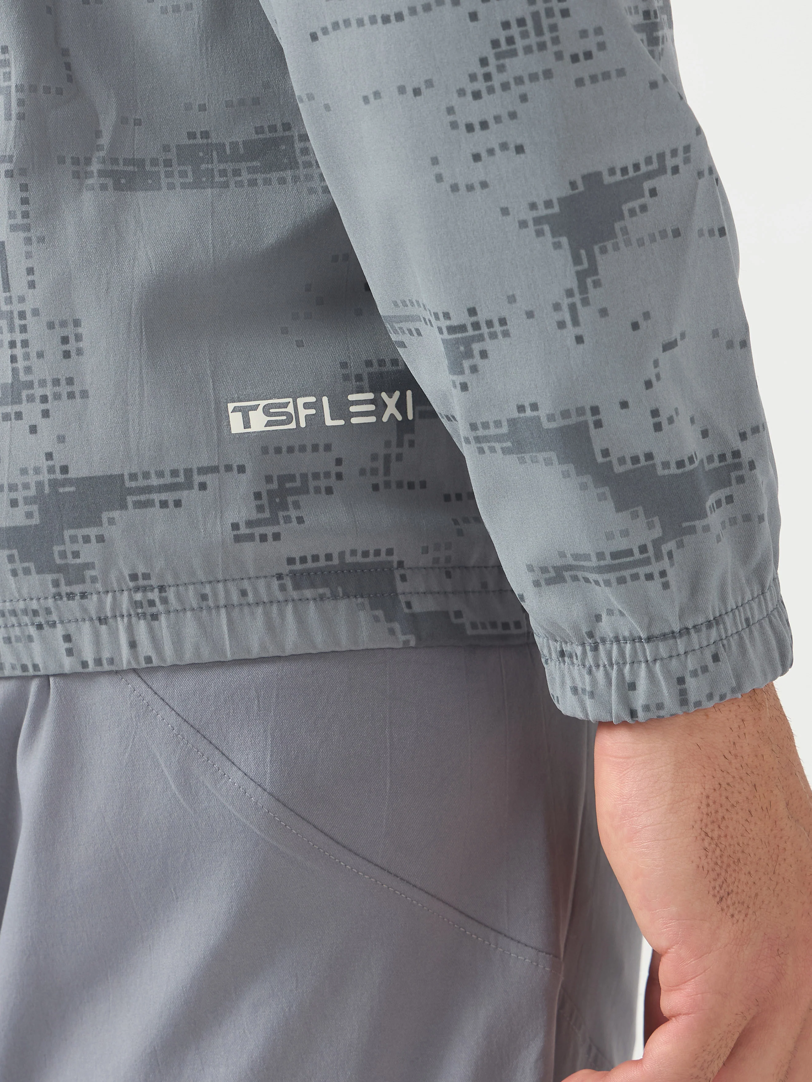 Men Printed Slim Fit Mock Neck Jacket with TS FLEXI - Image 4