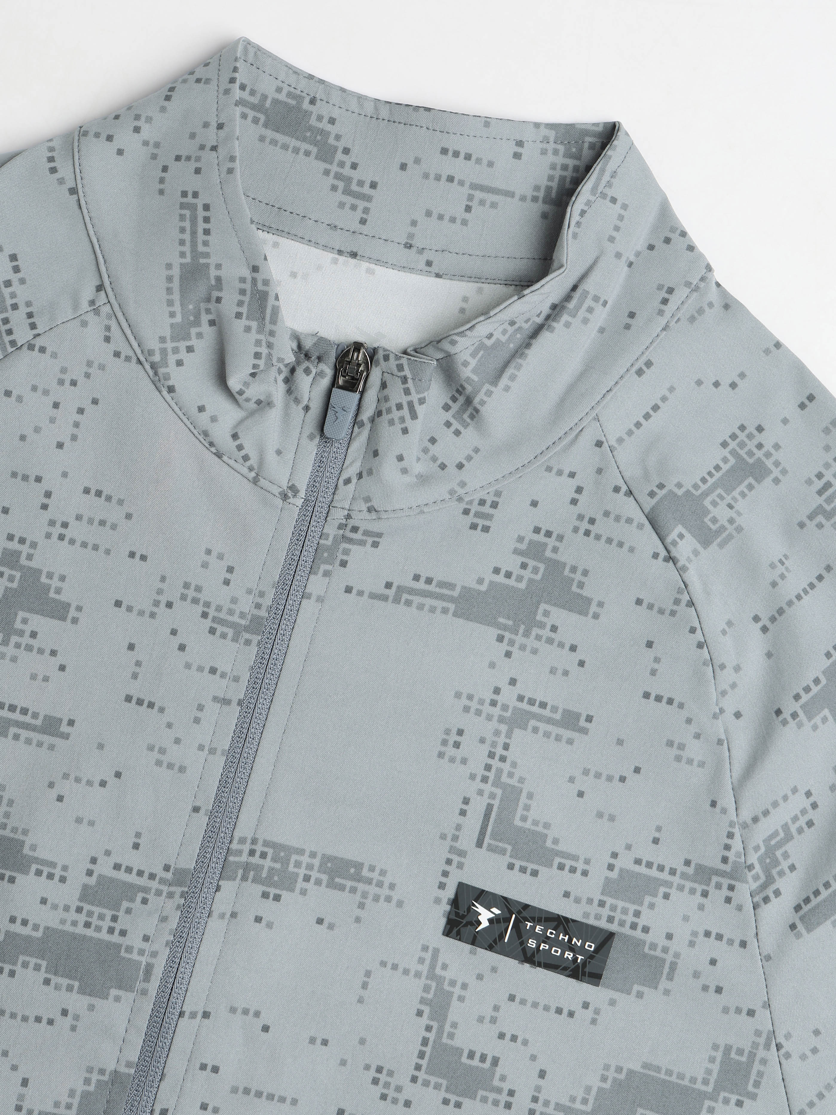 Men Printed Slim Fit Mock Neck Jacket with TS FLEXI - Image 5