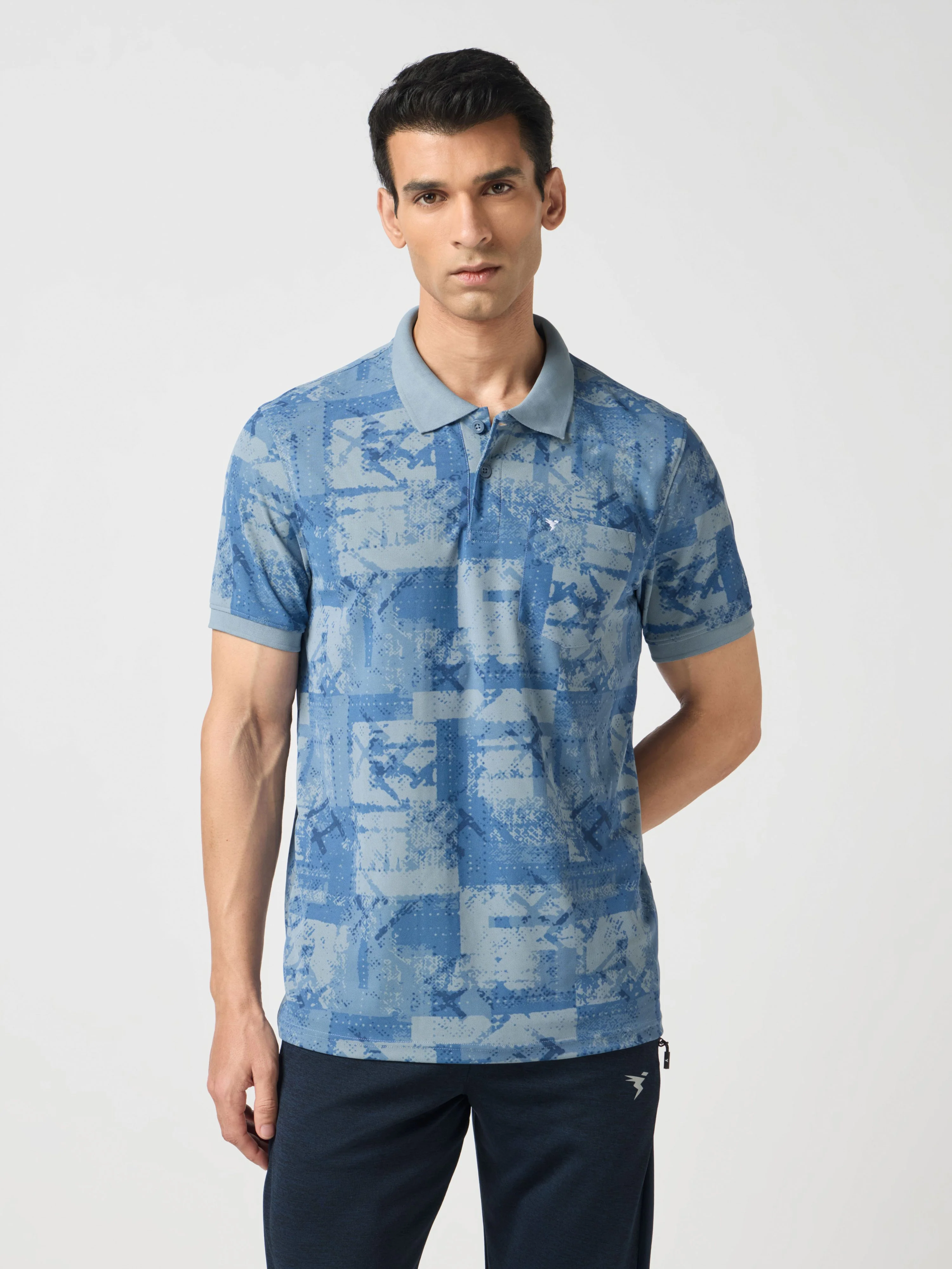 Men Printed Slim Fit Polo Sports T-shirt with MATPIQ - Image 2