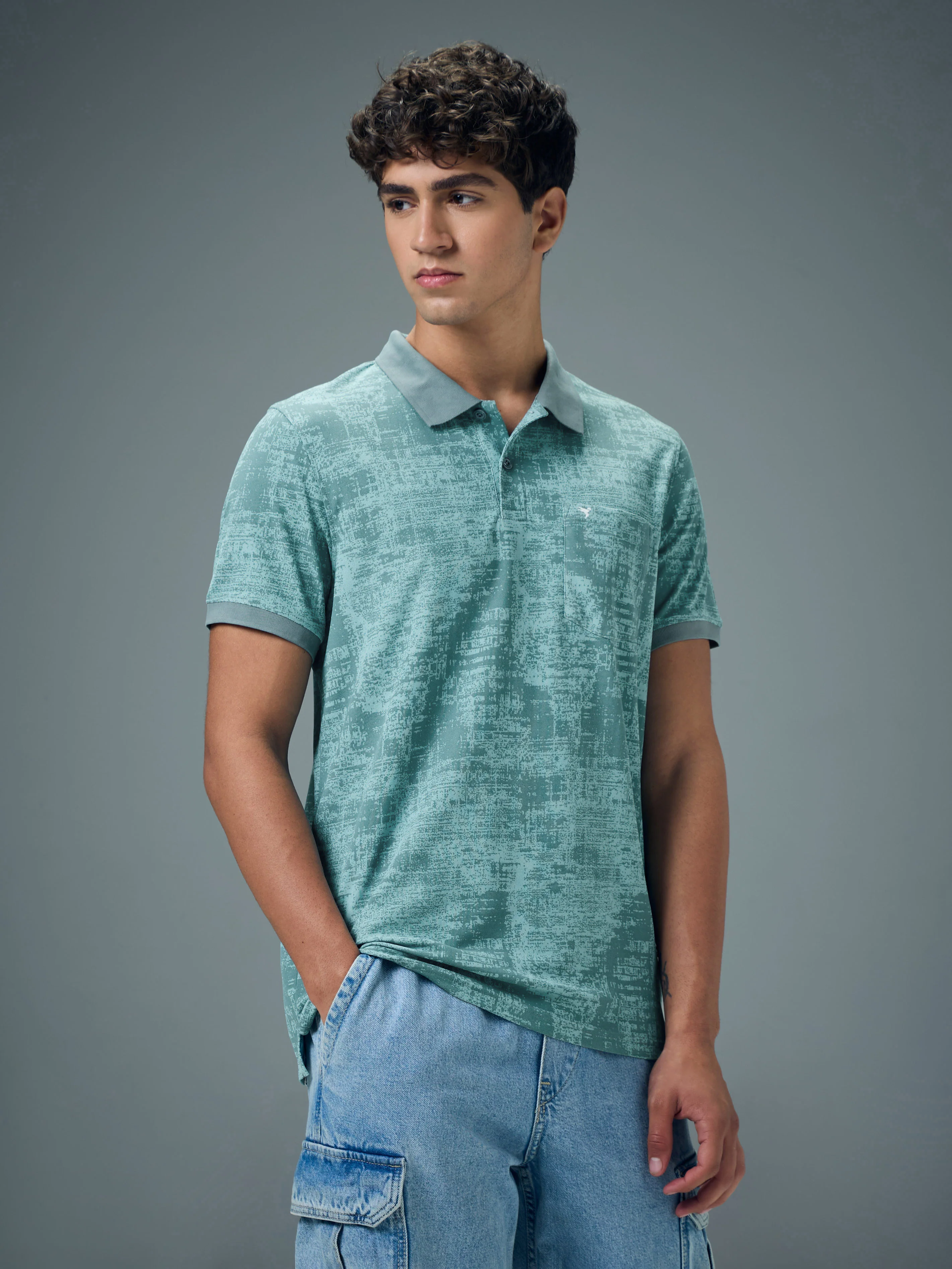 Men Printed Slim Fit Polo Sports T-shirt with MATPIQ - Image 4