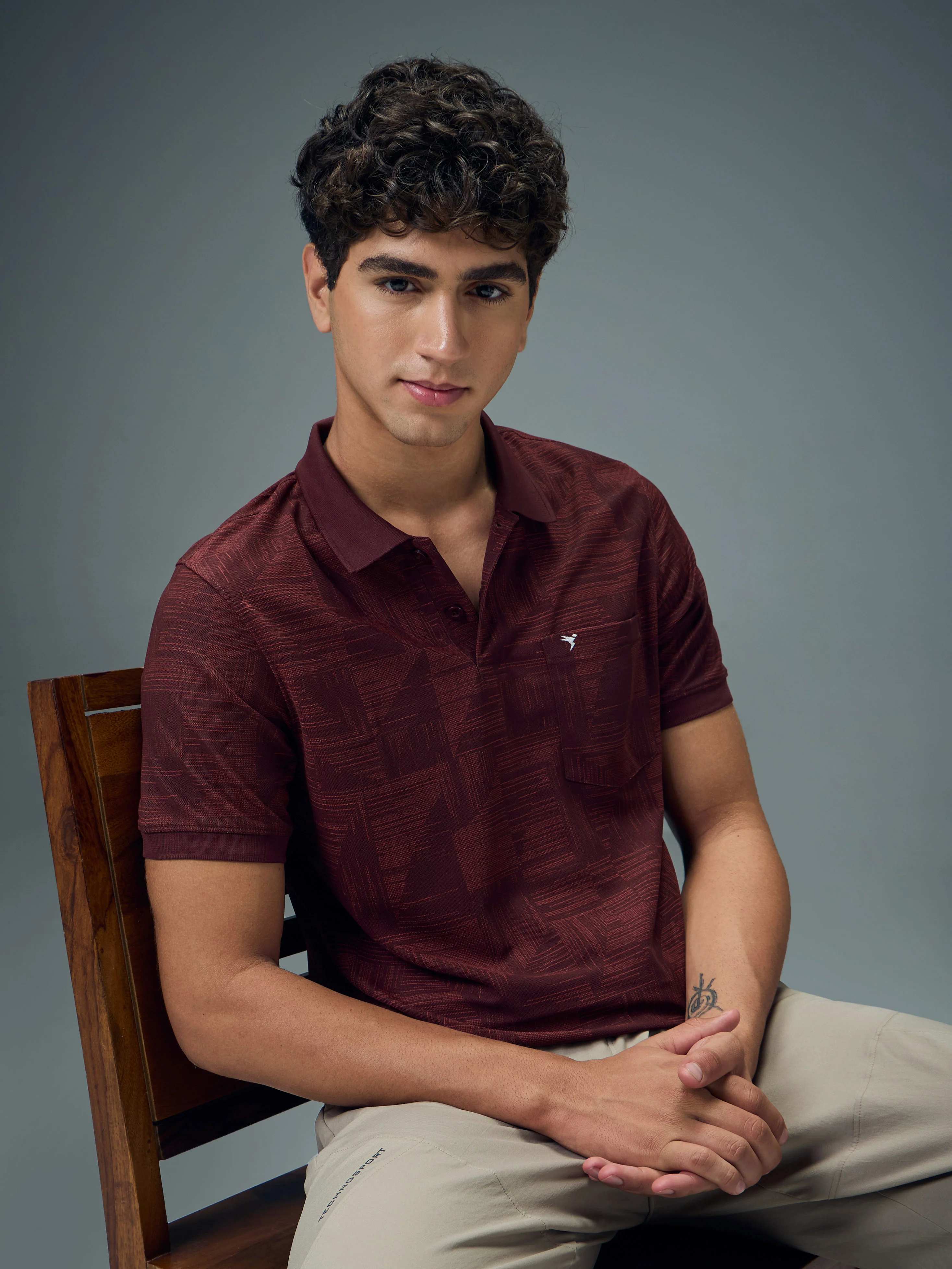 Men Printed Slim Fit Polo Sports T-shirt with MATPIQ