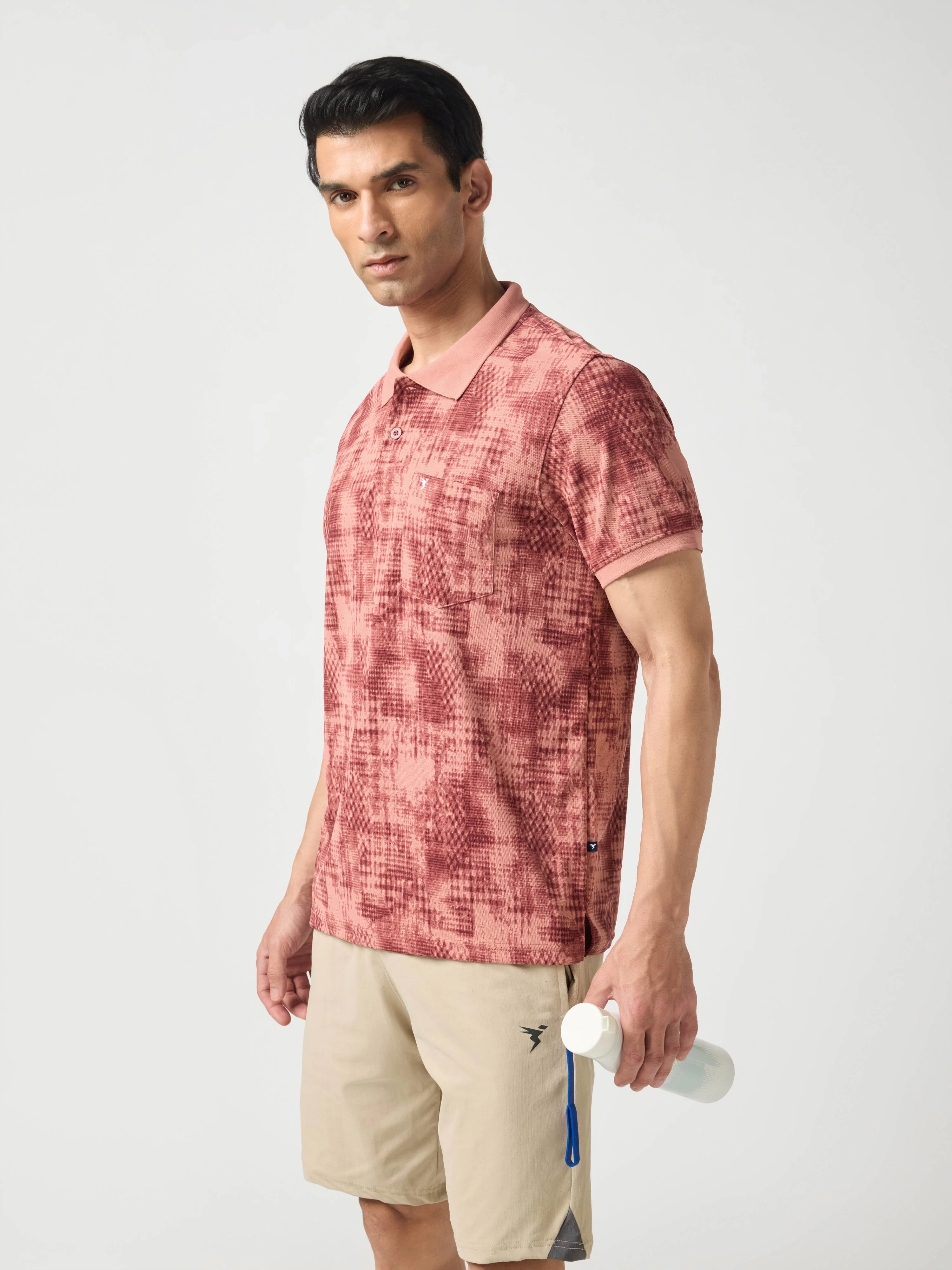 Men Printed Slim Fit Polo Sports T-shirt with MATPIQ - Image 2