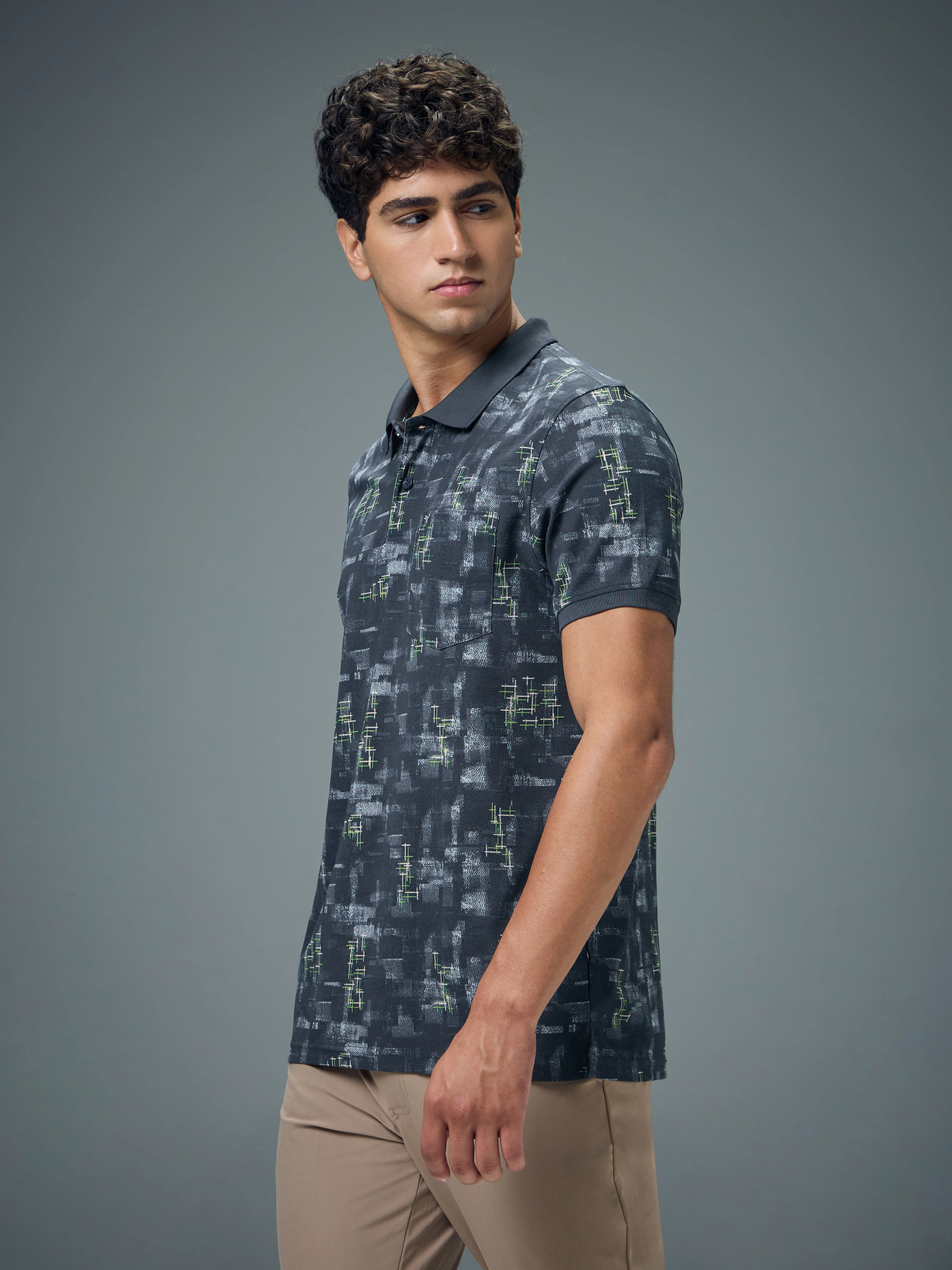 Men Printed Slim Fit Polo Sports T-shirt with MATPIQ - Image 4