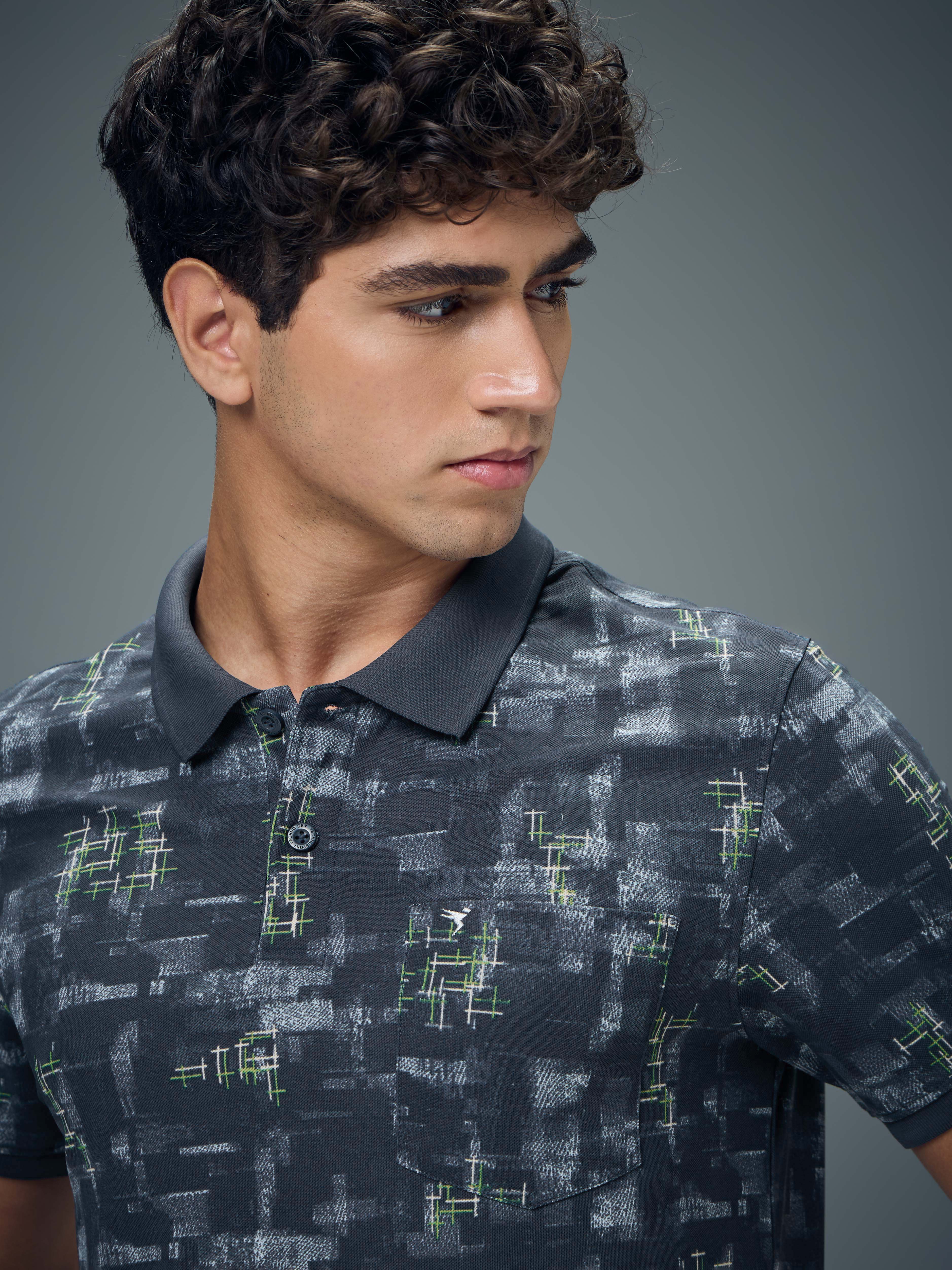 Men Printed Slim Fit Polo Sports T-shirt with MATPIQ - Image 6