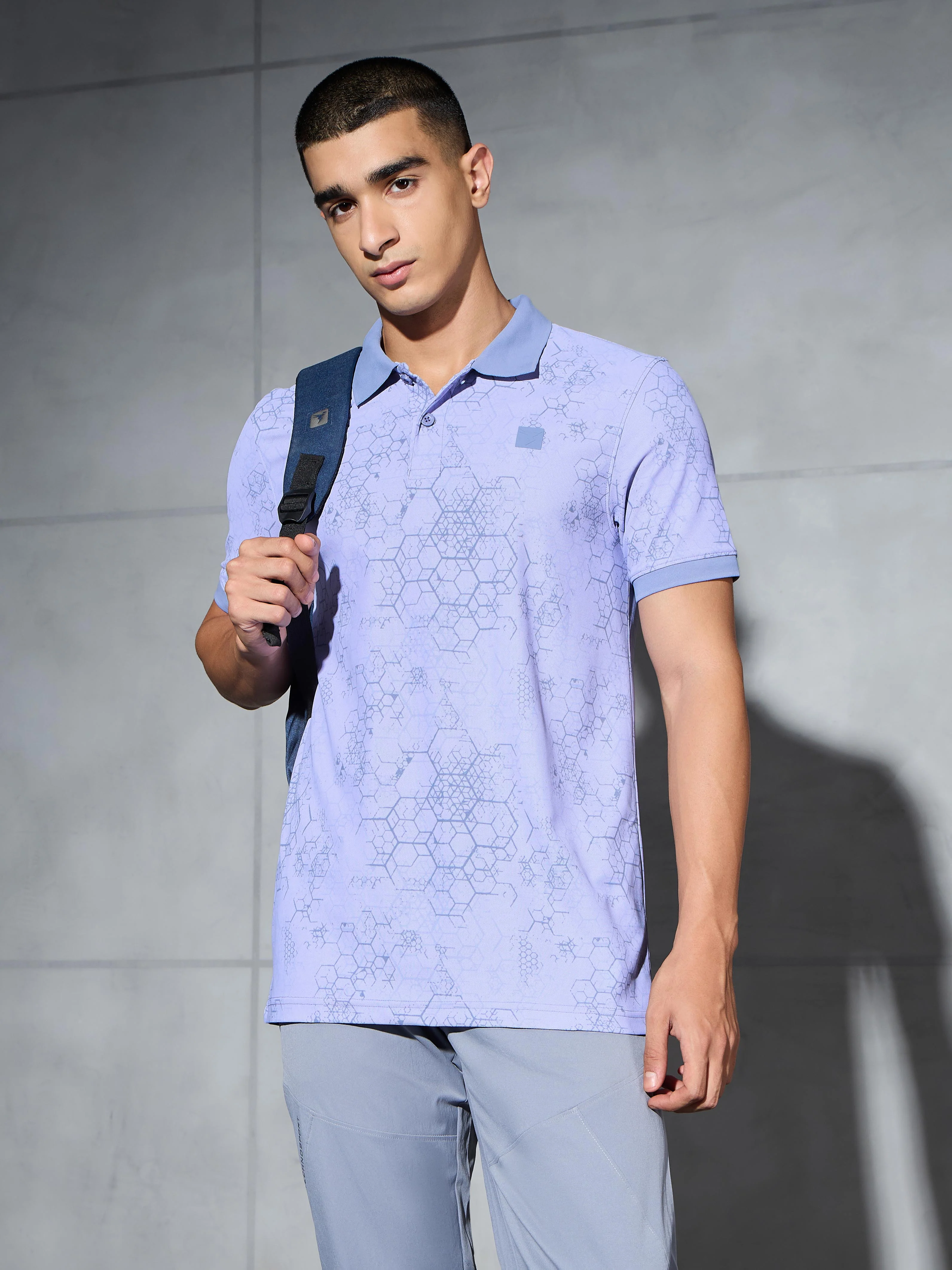Men Printed Slim Fit Polo T-shirt with MATPIQ