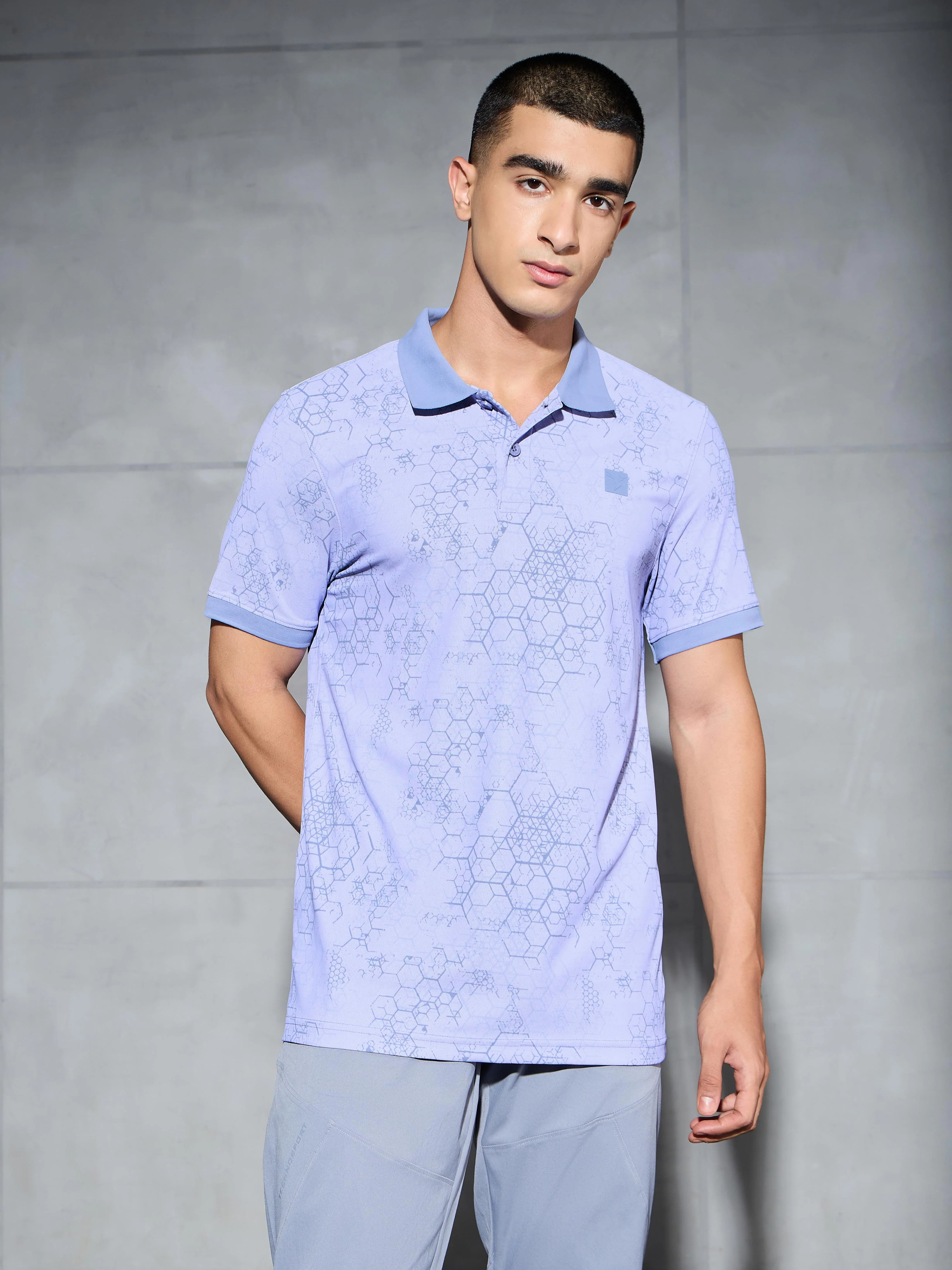 Men Printed Slim Fit Polo T-shirt with MATPIQ - Image 2