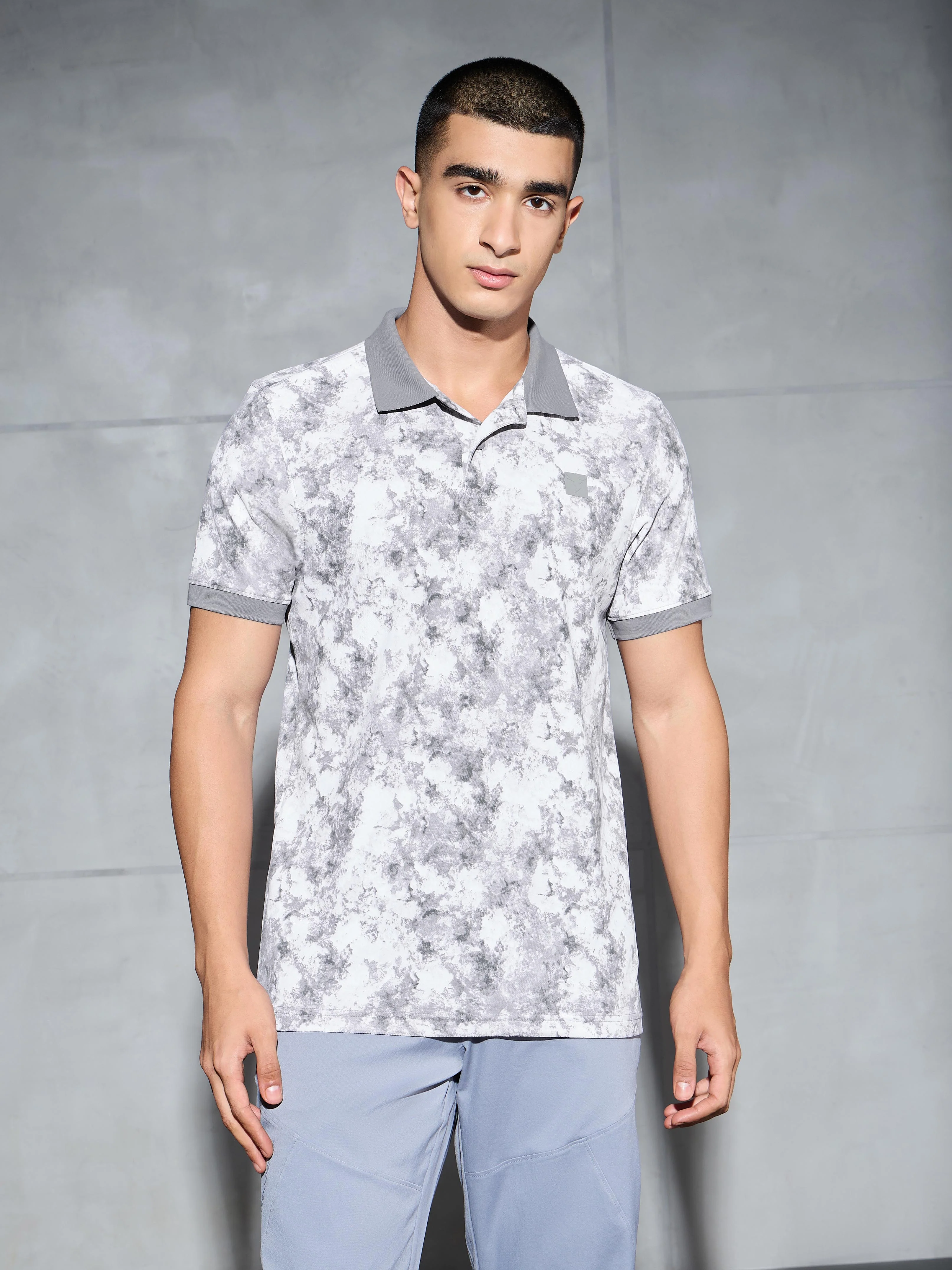 Men Printed Slim Fit Polo T-shirt with MATPIQ - Image 3