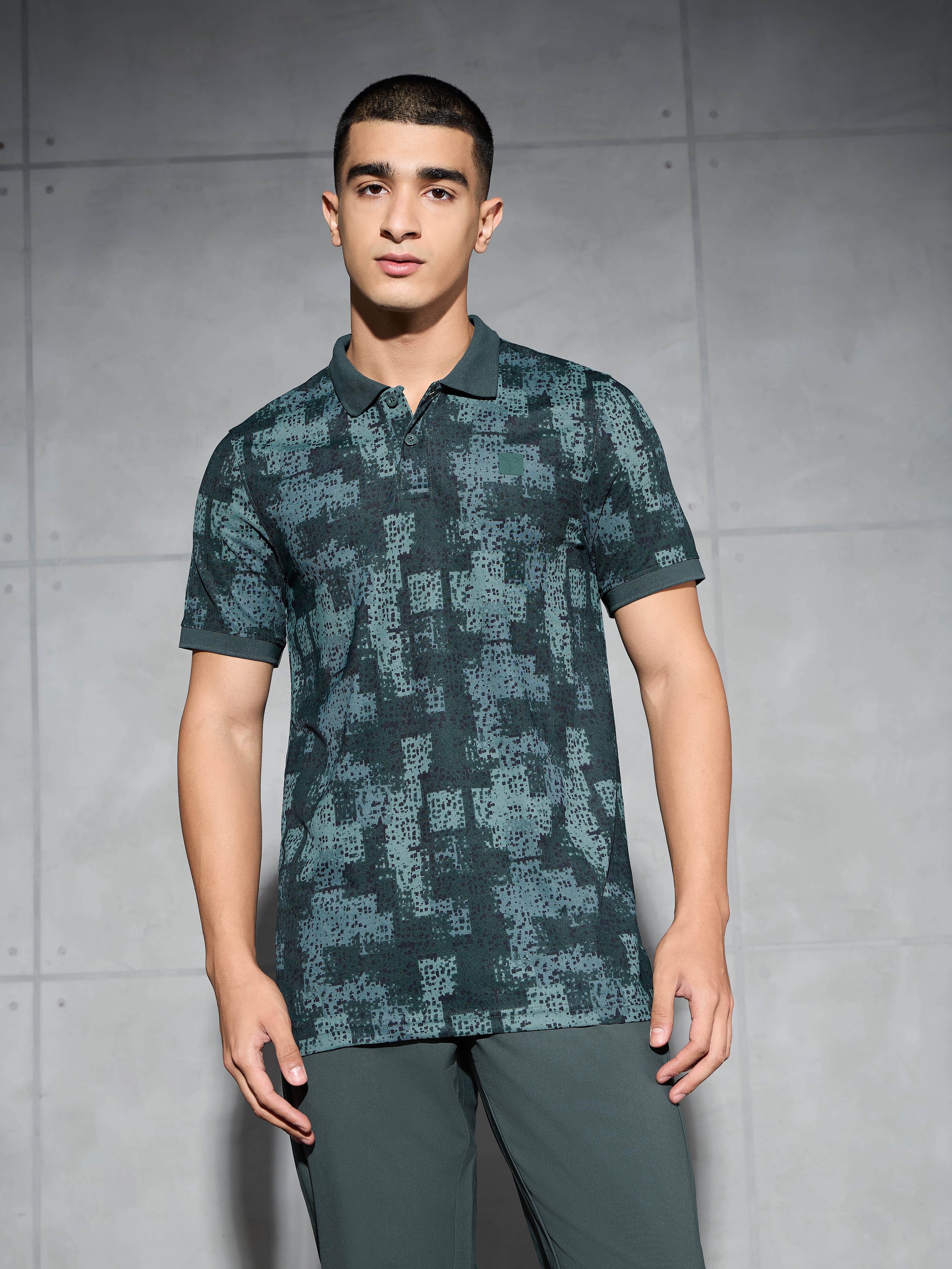 Men Printed Slim Fit Polo T-shirt with MATPIQ - Image 2