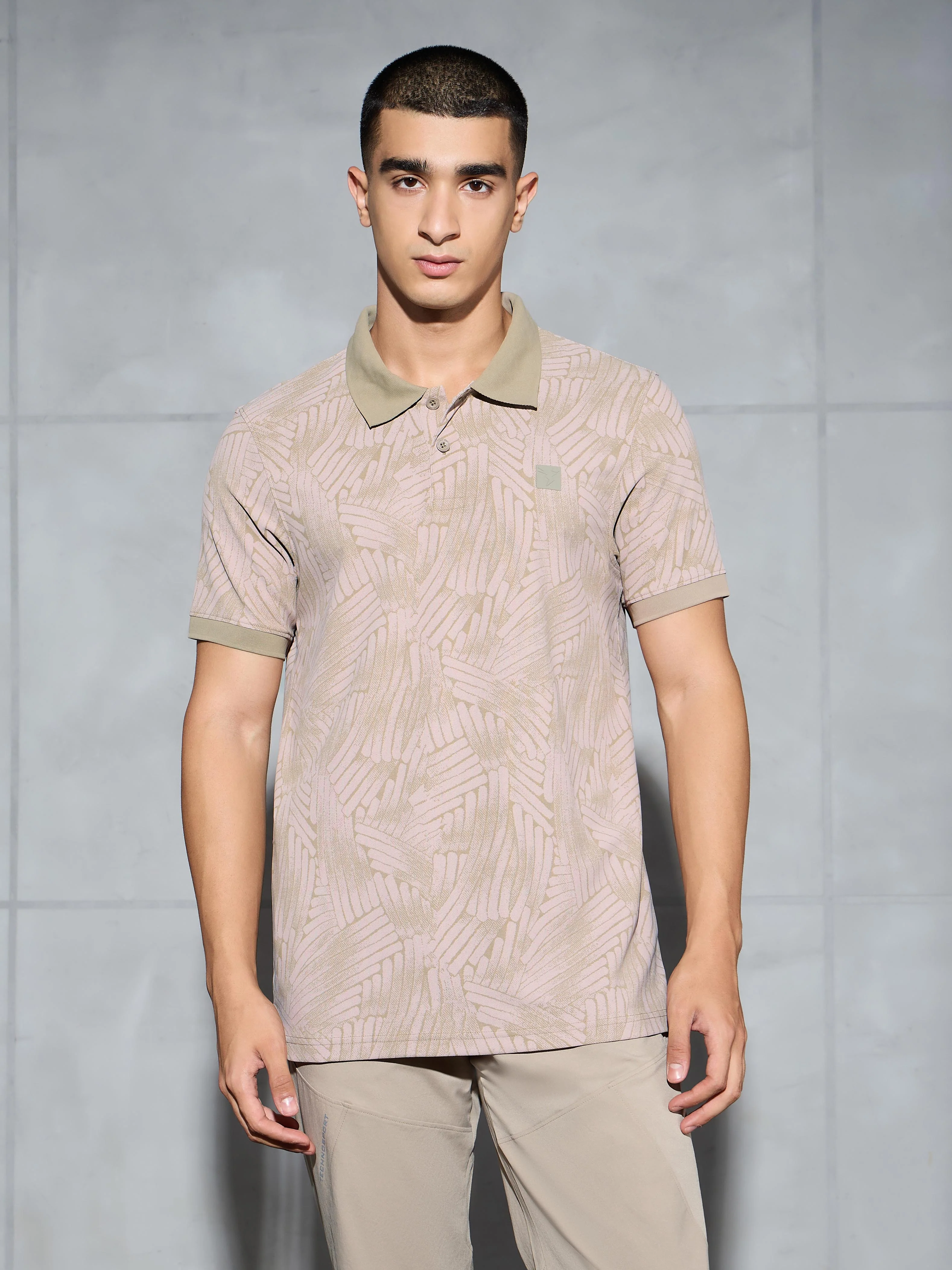 Men Printed Slim Fit Polo T-shirt with MATPIQ - Image 2