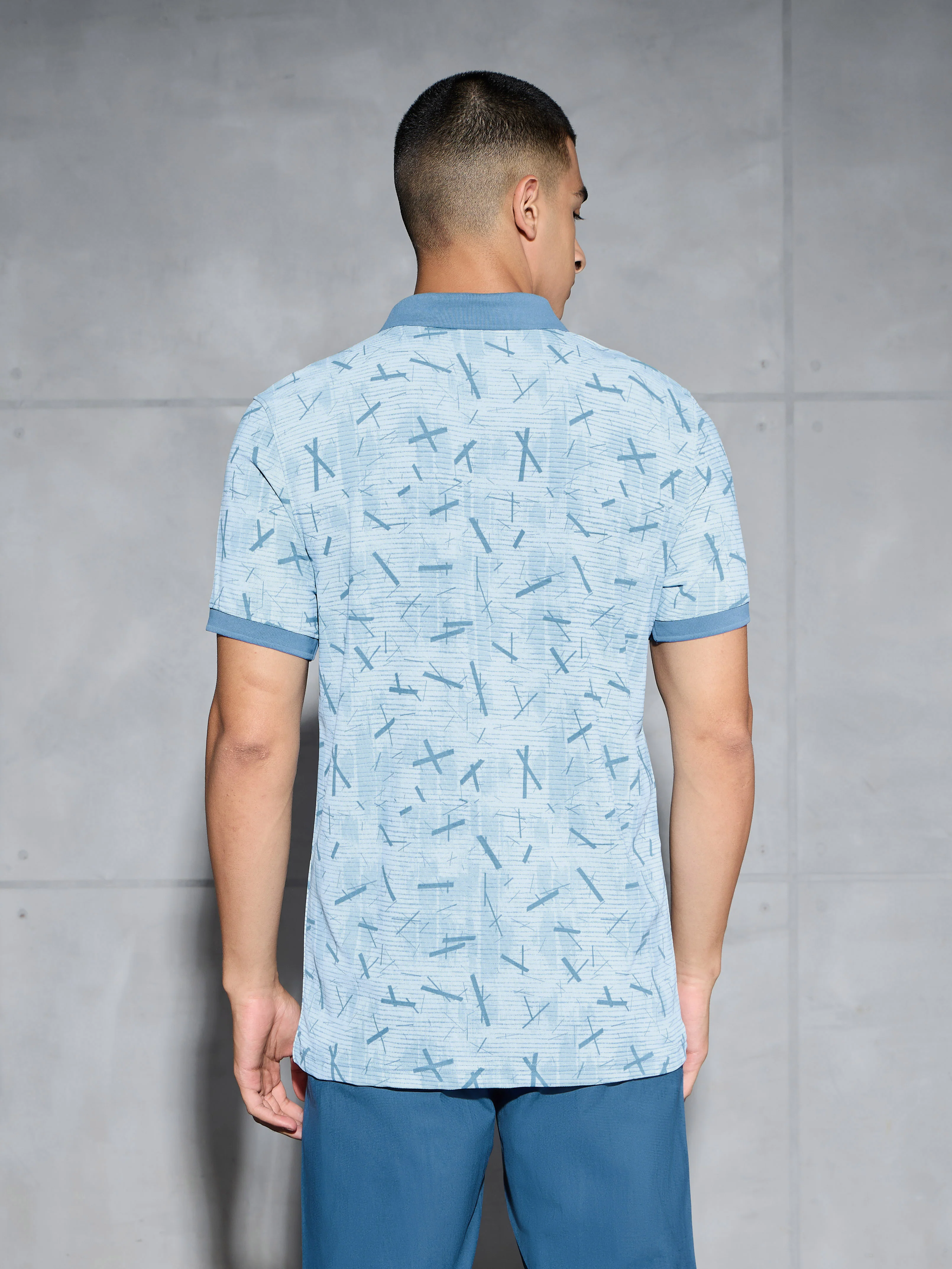 Men Printed Slim Fit Polo T-shirt with MATPIQ - Image 3