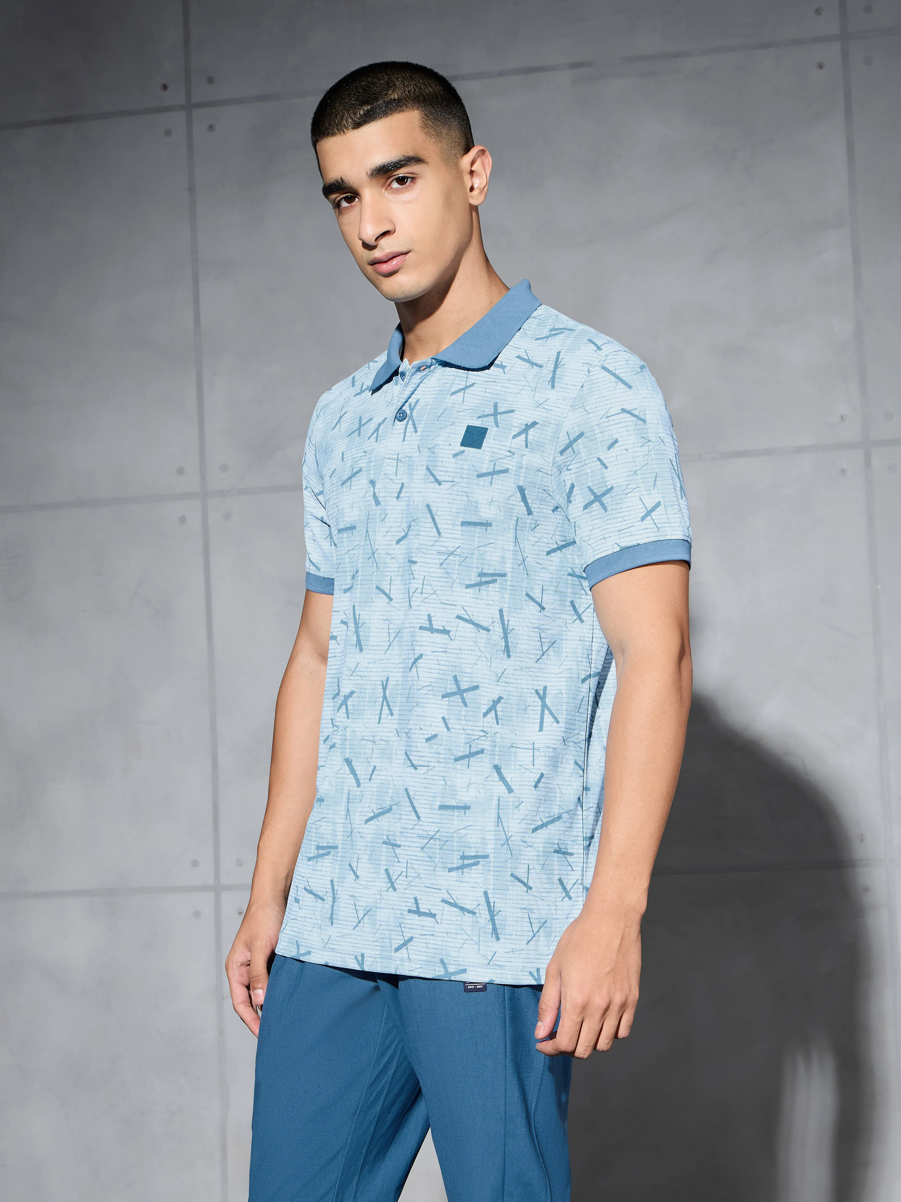Men Printed Slim Fit Polo T-shirt with MATPIQ - Image 4
