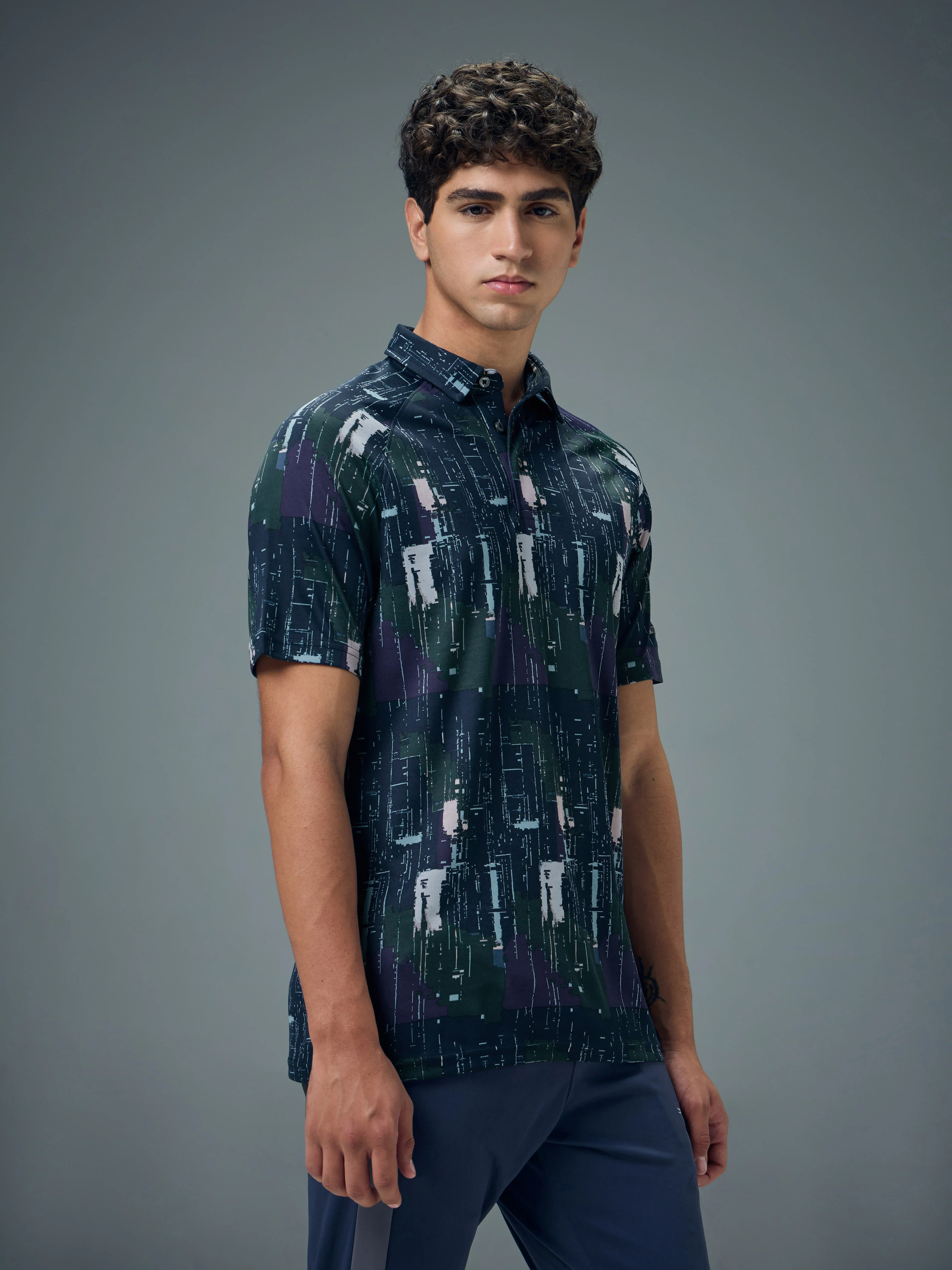 Men Printed Slim Fit Polo T-shirt with TECHNOCOOL+ - Image 4