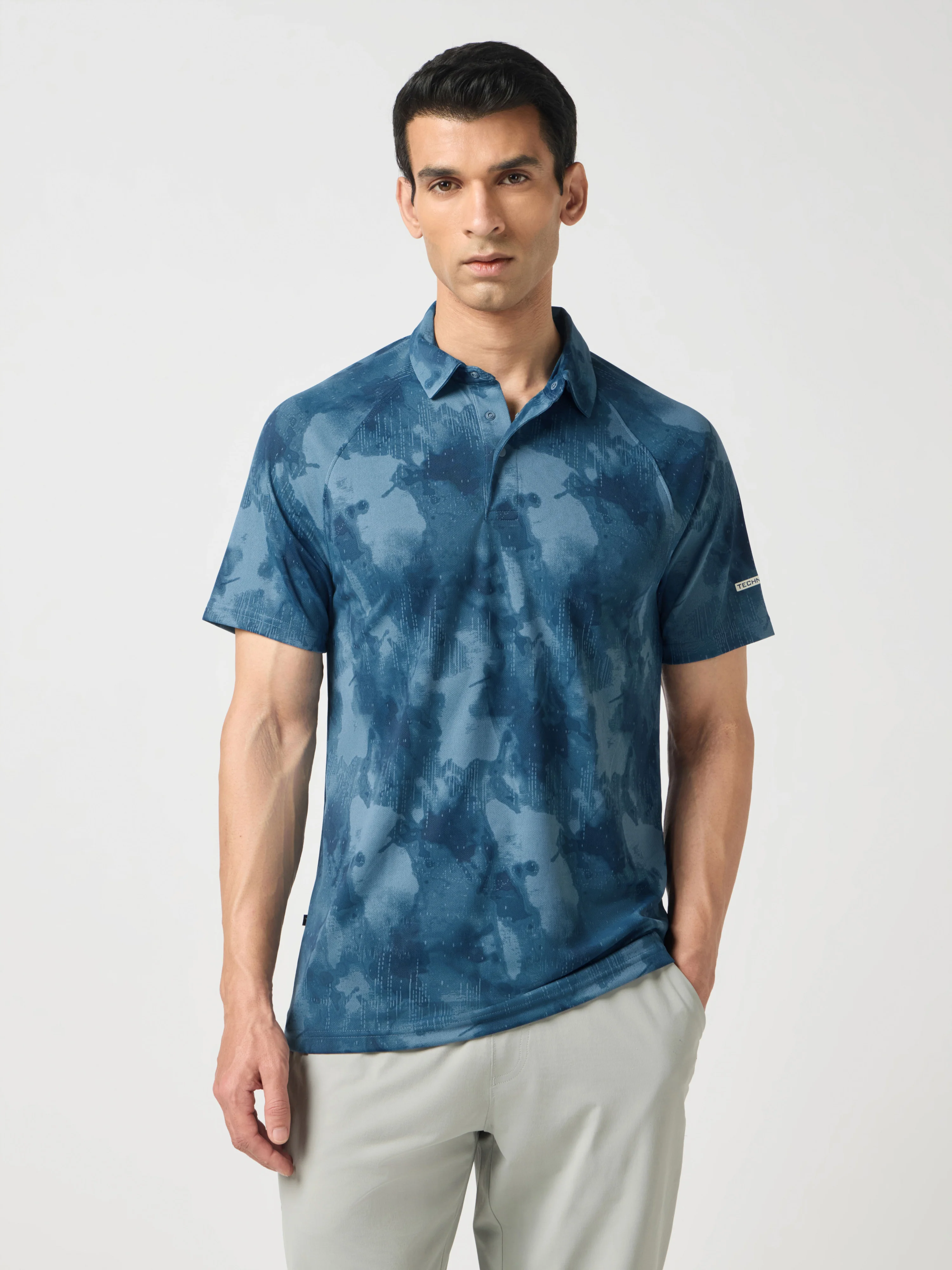 Men Printed Slim Fit Polo T-shirt with TECHNOCOOL+ - Image 2