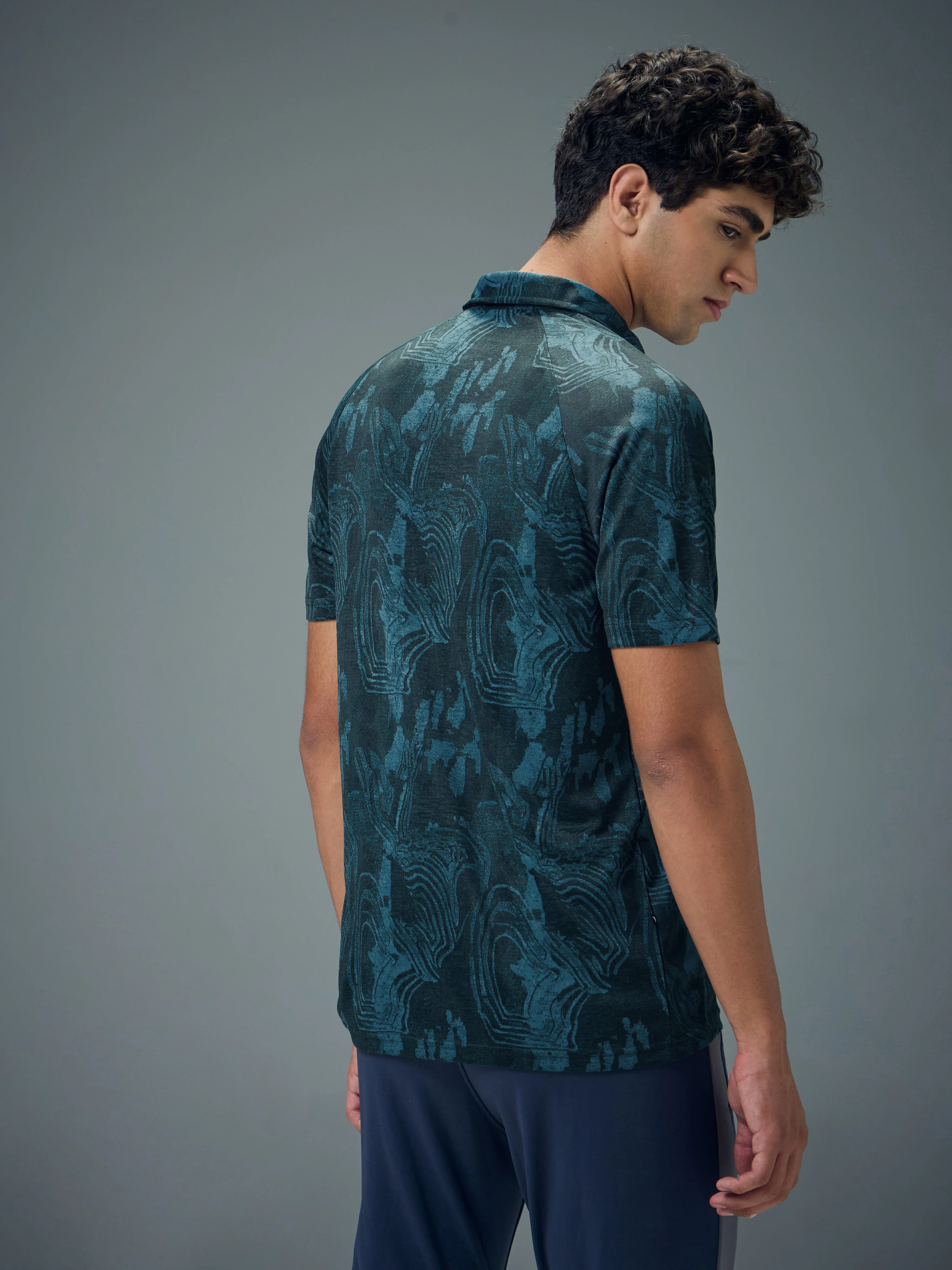 Men Printed Slim Fit Polo T-shirt with TECHNOCOOL+ - Image 3