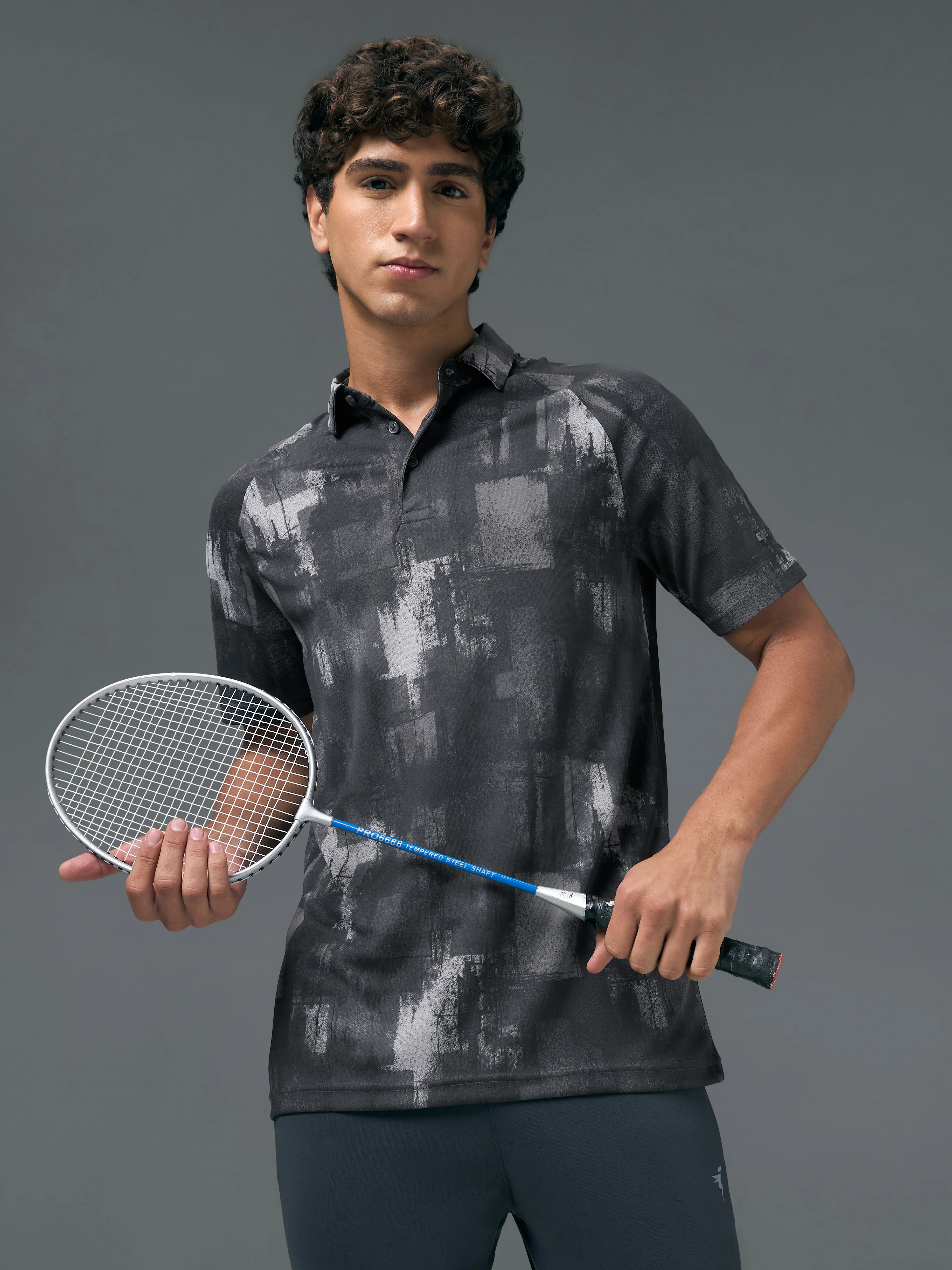 Men Printed Slim Fit Polo T-shirt with TECHNOCOOL+