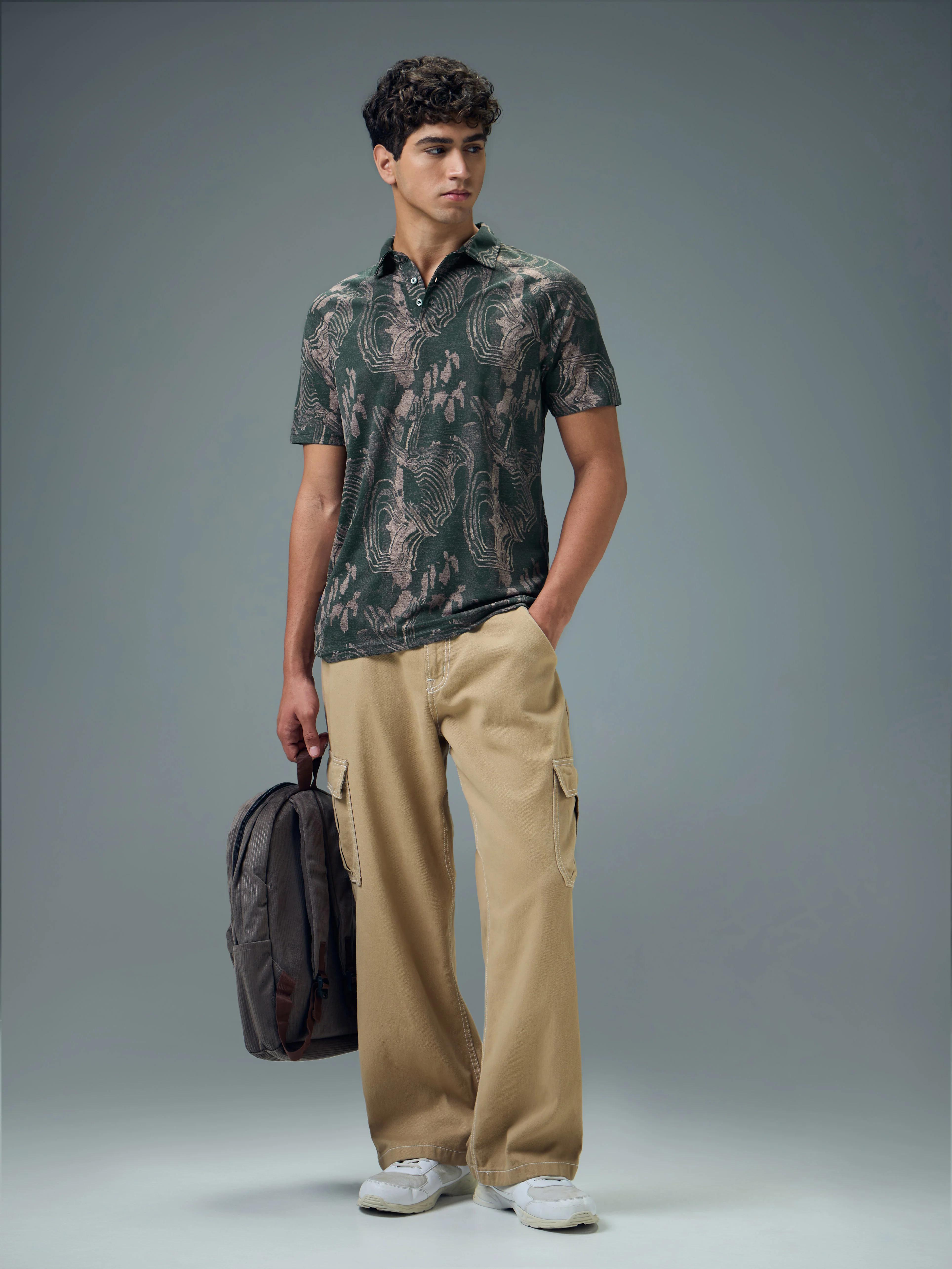 Men Printed Slim Fit Polo T-shirt with TECHNOCOOL+ - Image 5