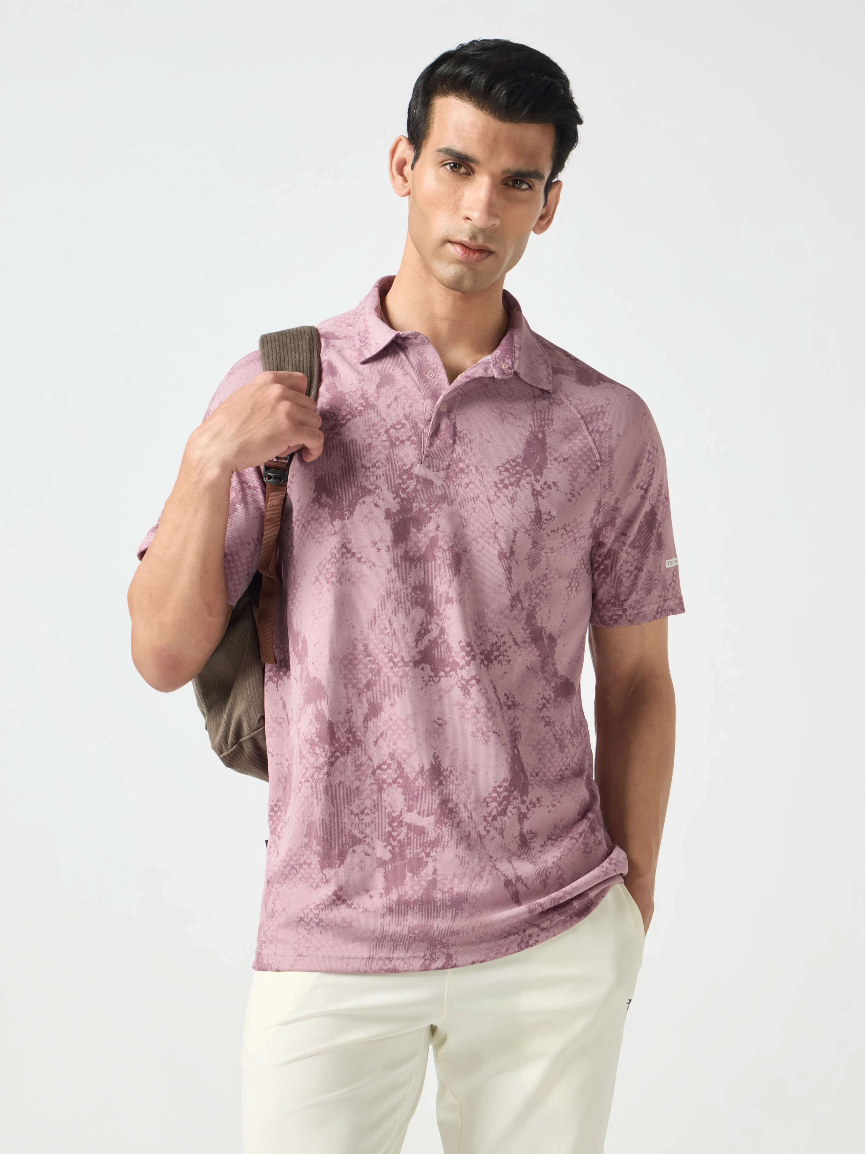 Men Printed Slim Fit Polo T-shirt with TECHNOCOOL+