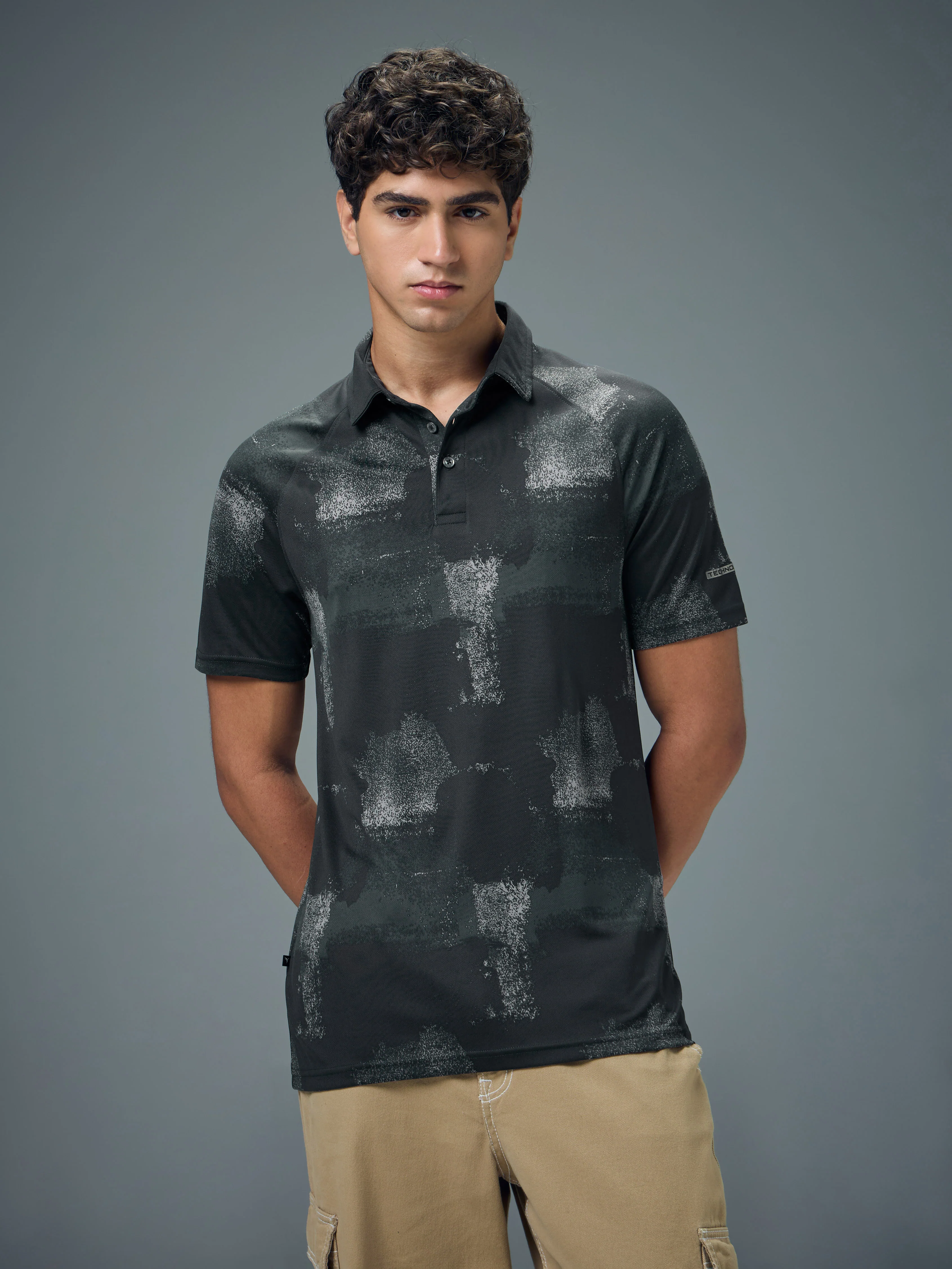 Men Printed Slim Fit Polo T-shirt with TECHNOCOOL+ - Image 2