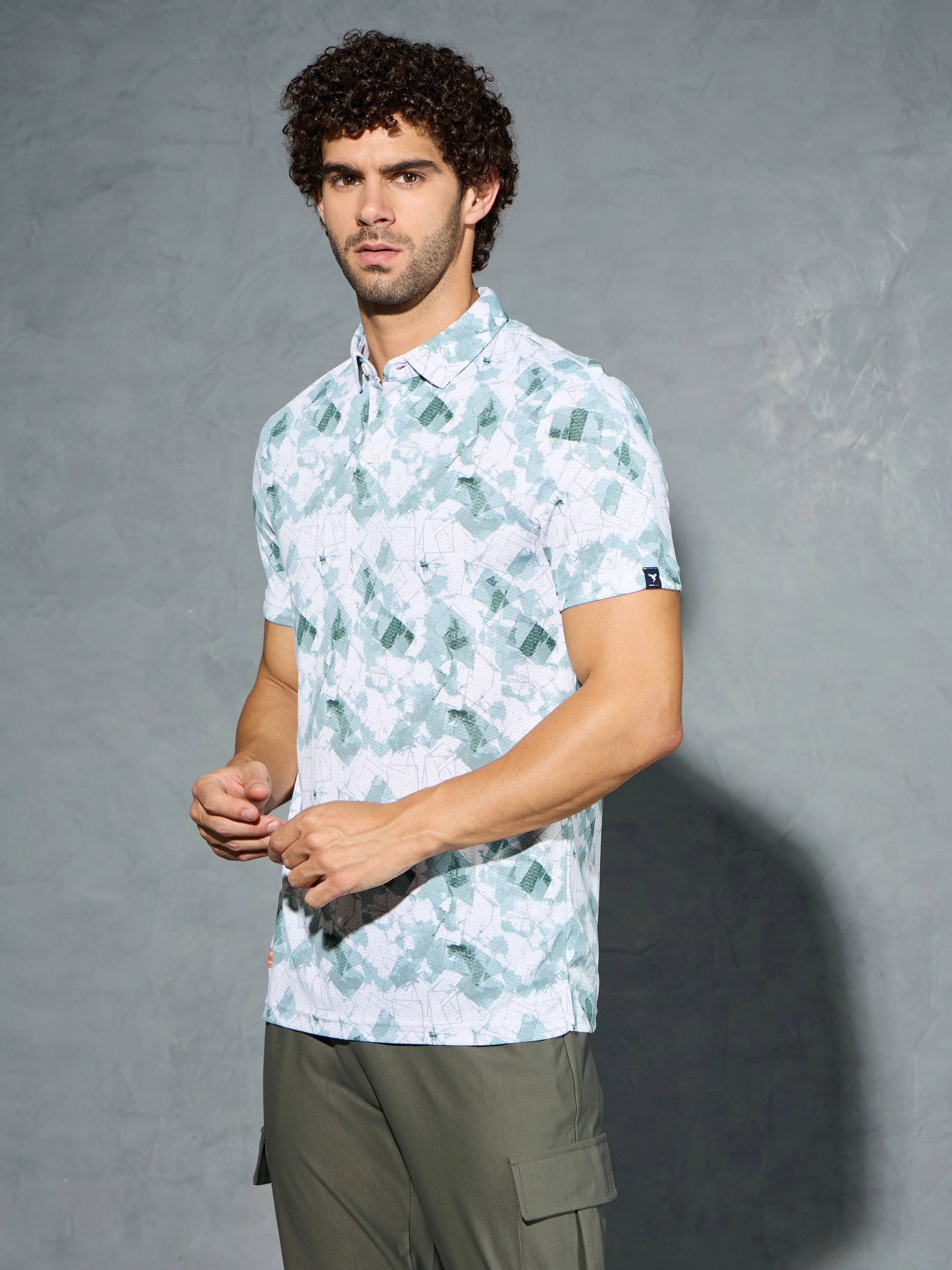 Men Printed Slim Fit Polo T-shirt with TECHNOCOOL+ - Image 3