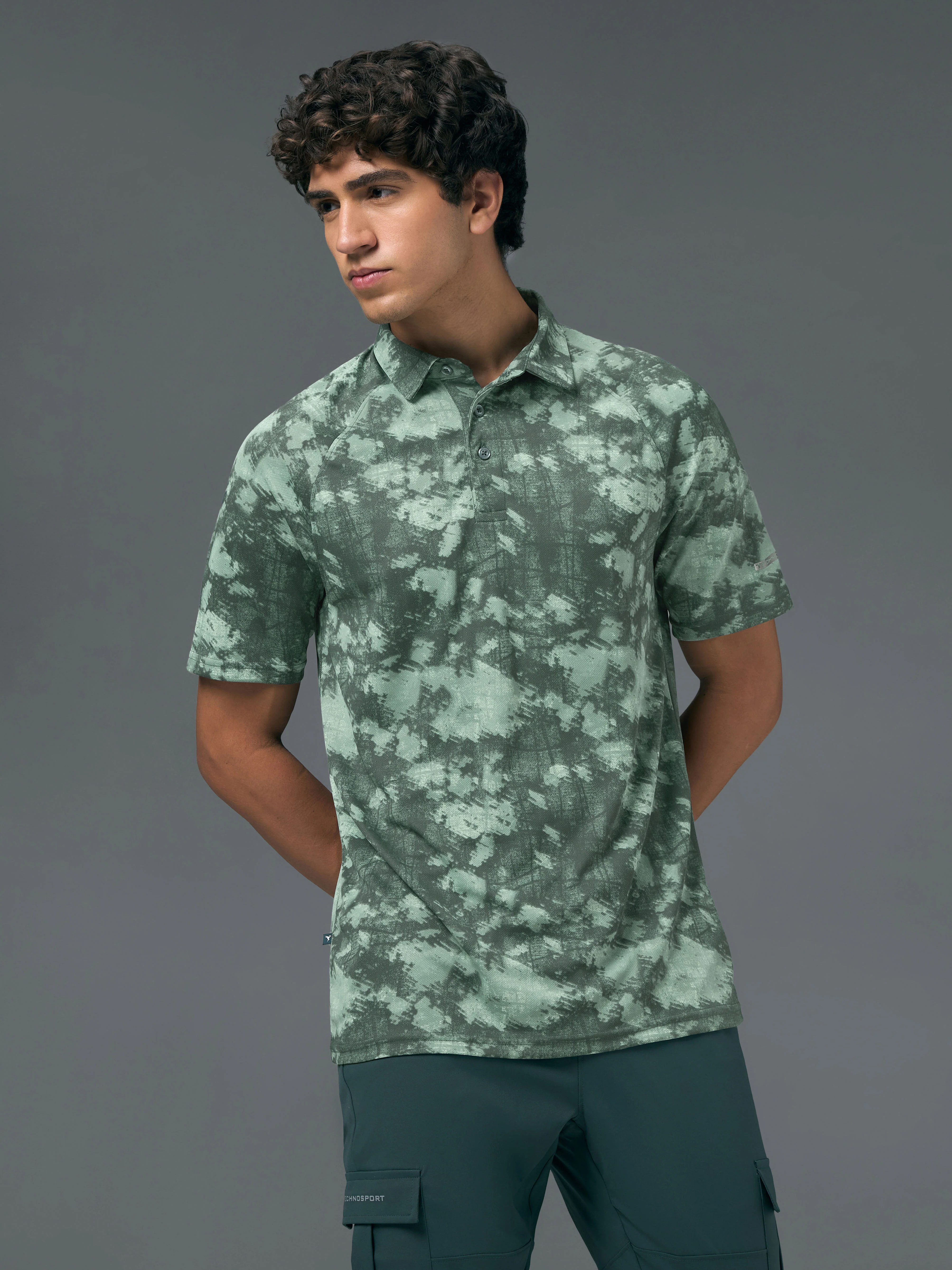 Men Printed Slim Fit Polo T-shirt with TECHNOCOOL+ - Image 2