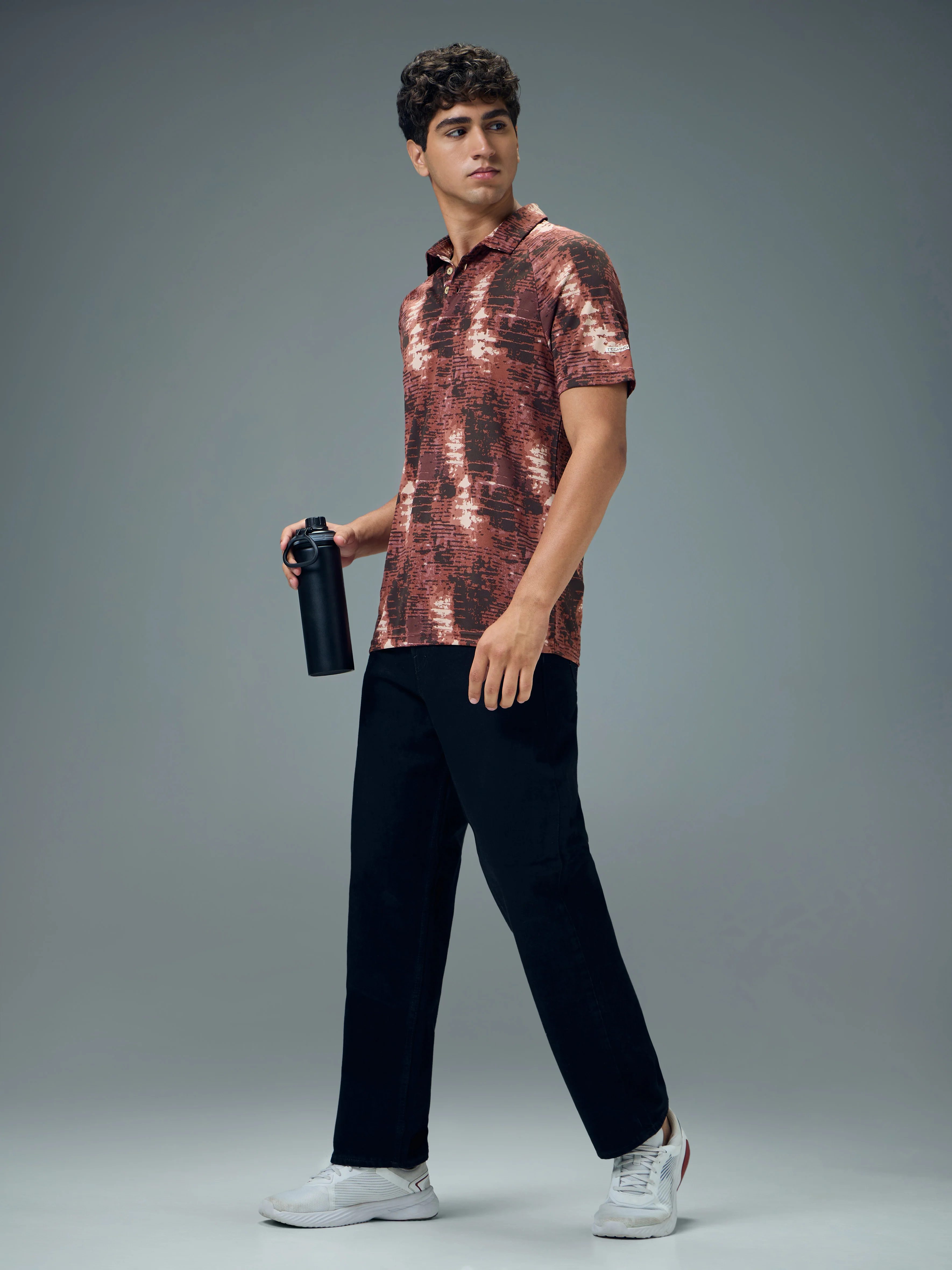 Men Printed Slim Fit Polo T-shirt with TECHNOCOOL+ - Image 5
