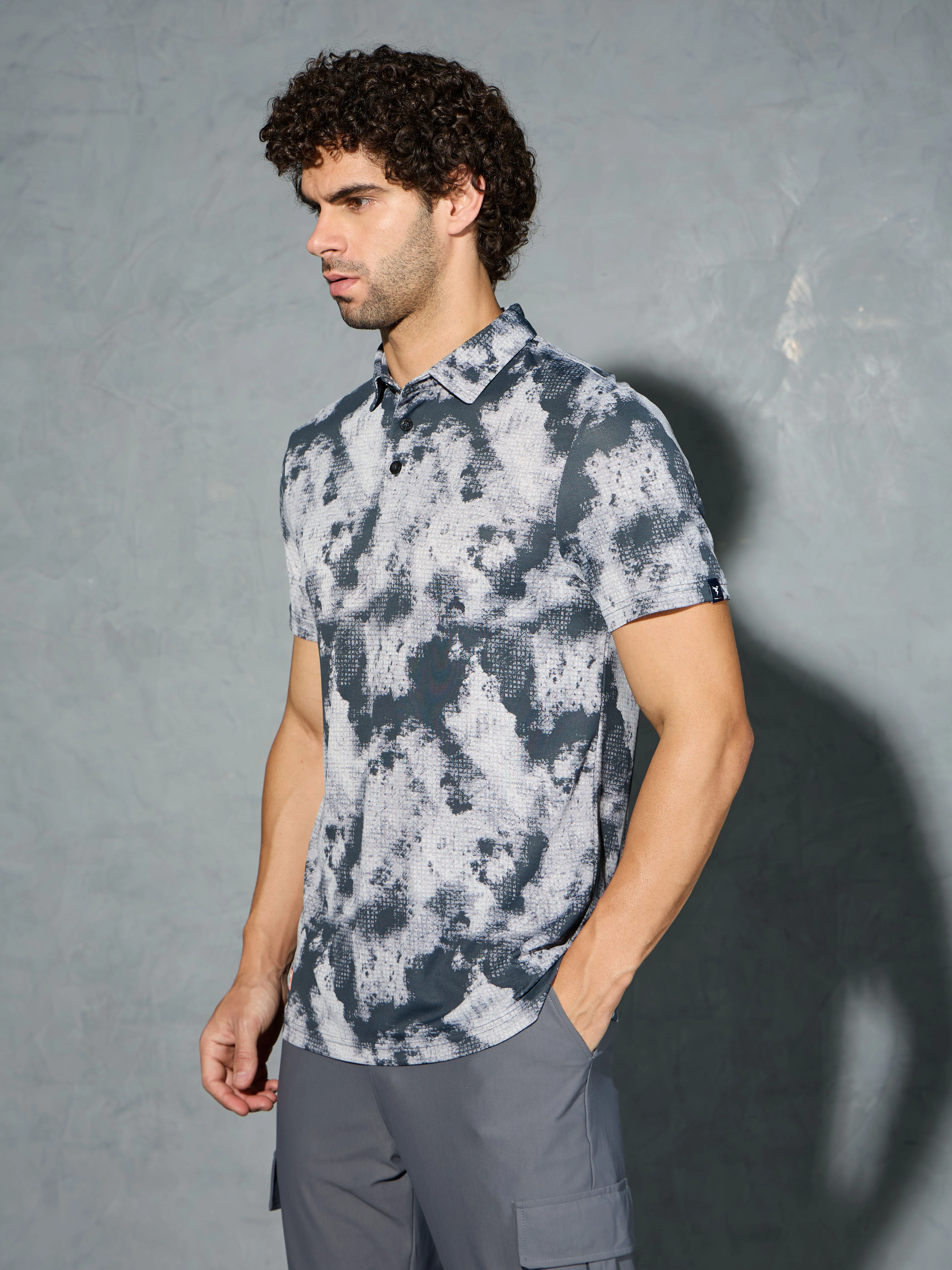 Men Printed Slim Fit Polo T-shirt with TECHNOCOOL+ - Image 3