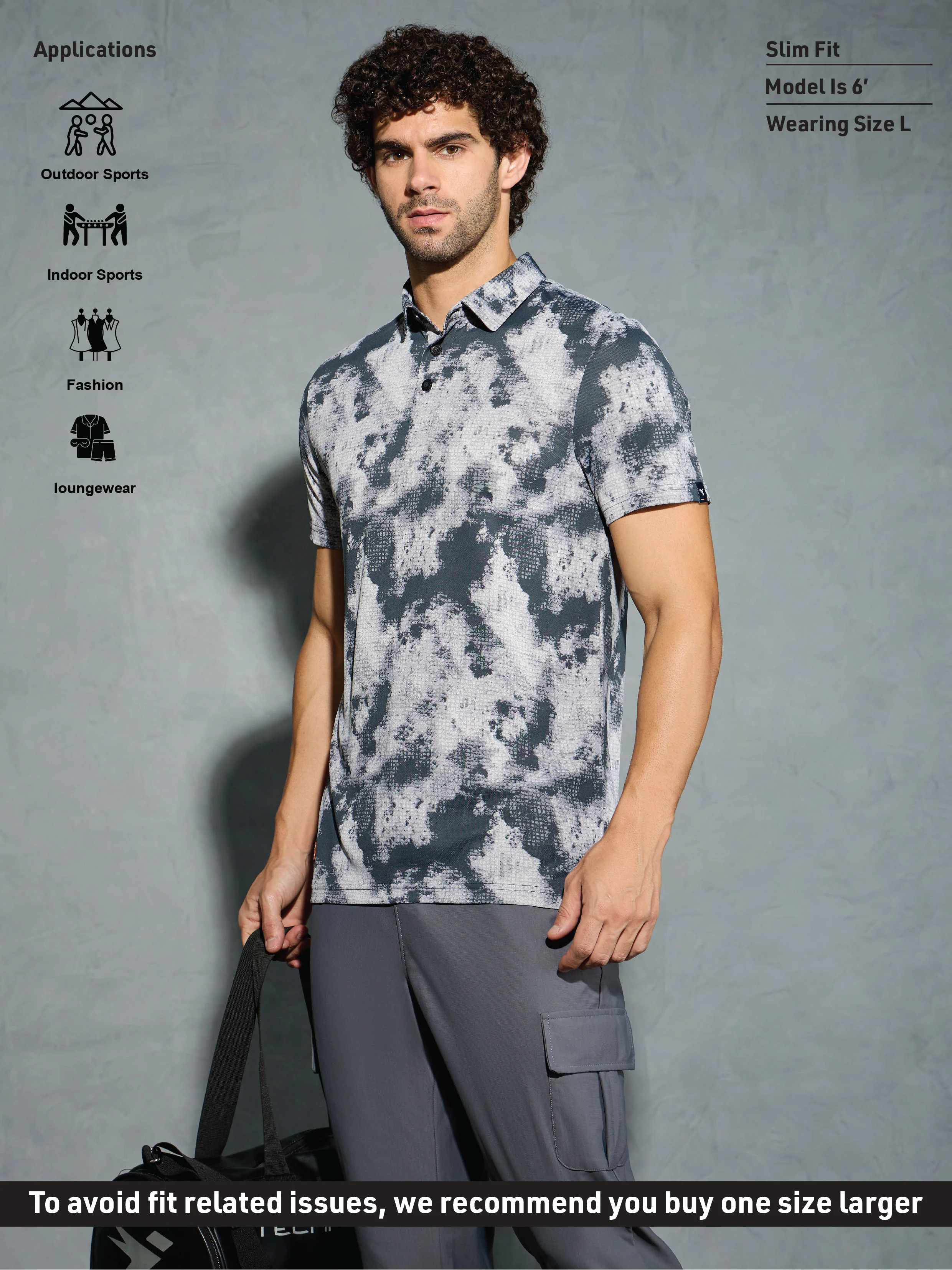 Men Printed Slim Fit Polo T-shirt with TECHNOCOOL+ - Image 5