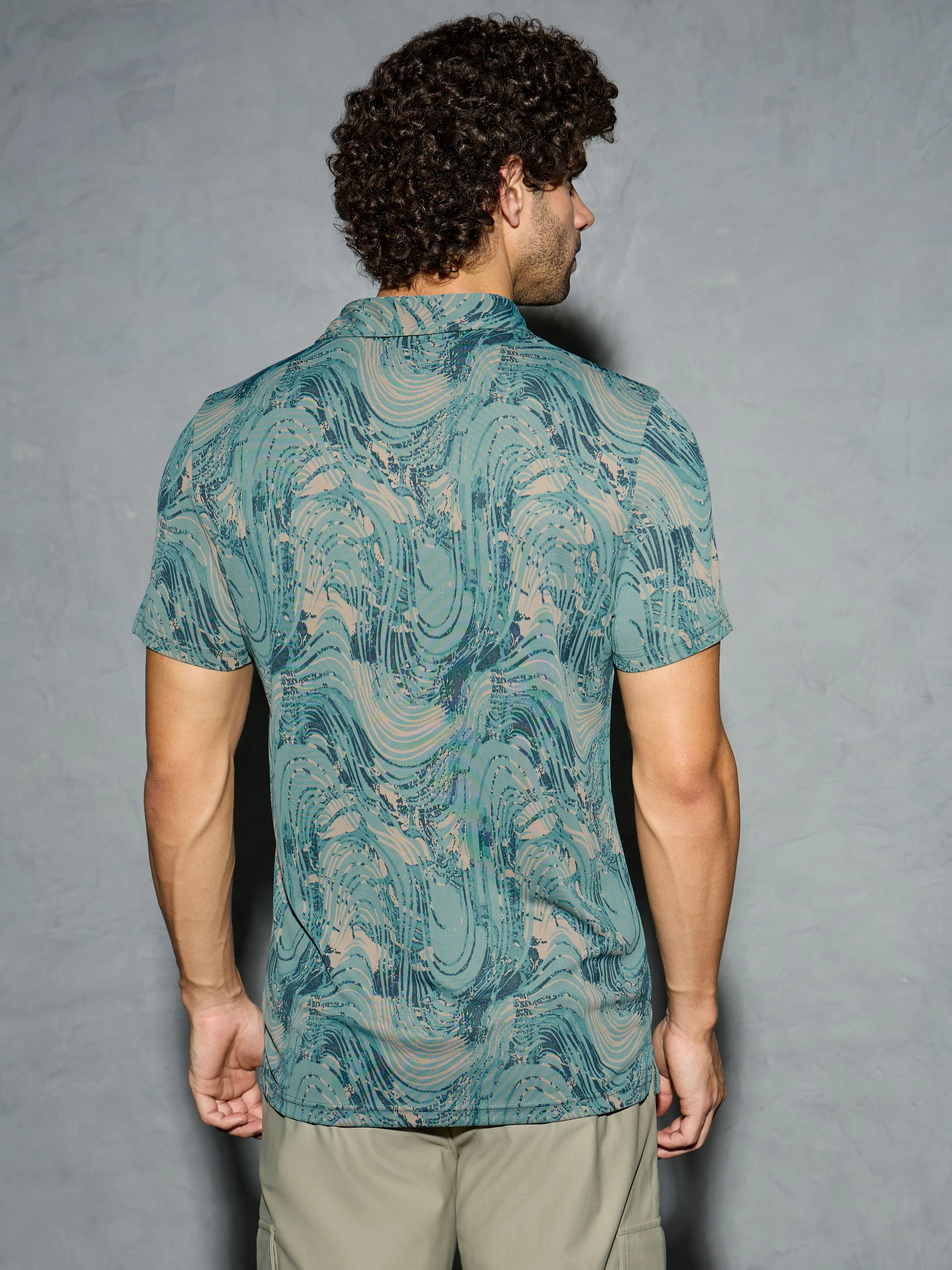 Men Printed Slim Fit Polo T-shirt with TECHNOCOOL+ - Image 2
