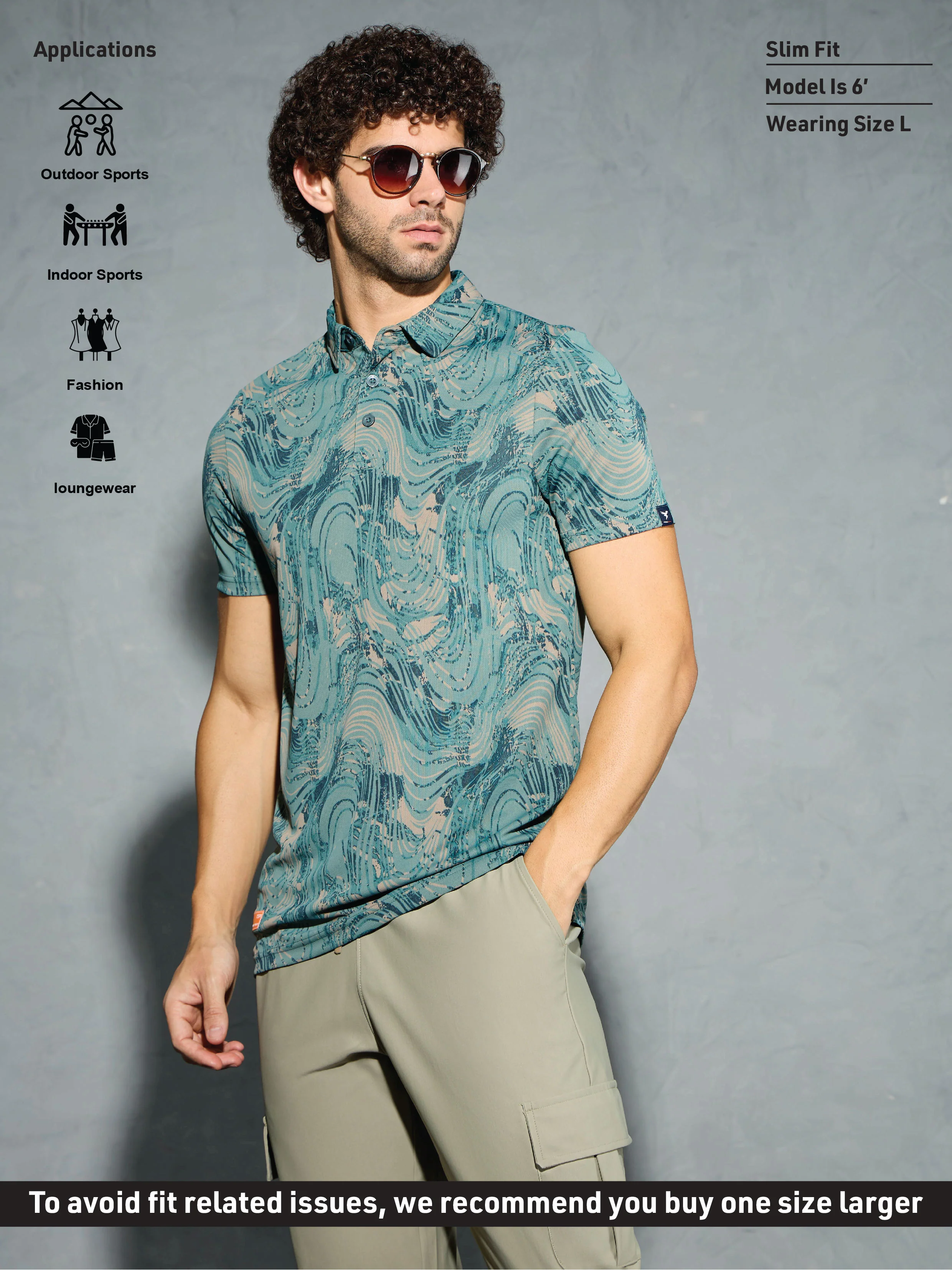 Men Printed Slim Fit Polo T-shirt with TECHNOCOOL+ - Image 4