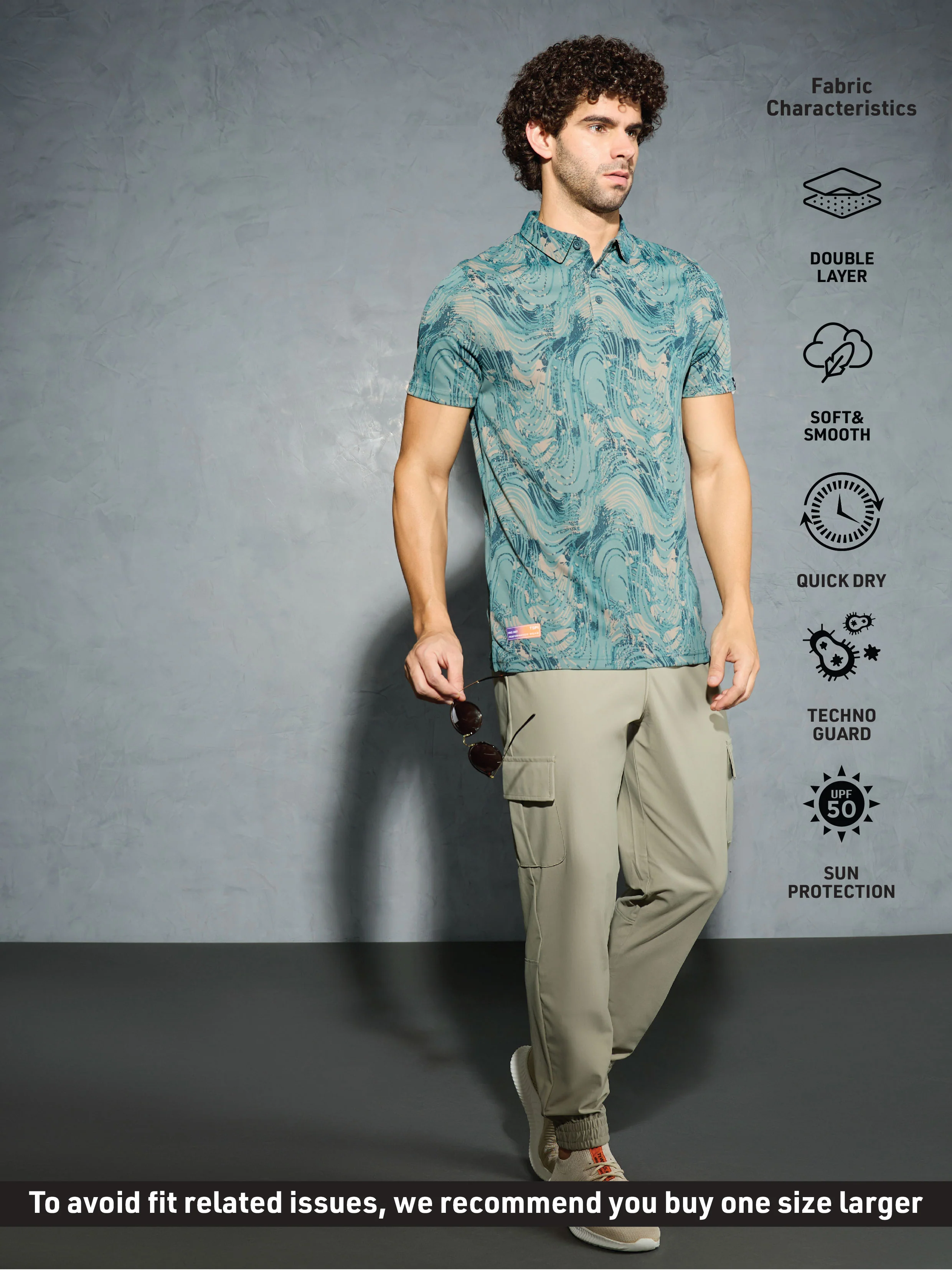 Men Printed Slim Fit Polo T-shirt with TECHNOCOOL+ - Image 5