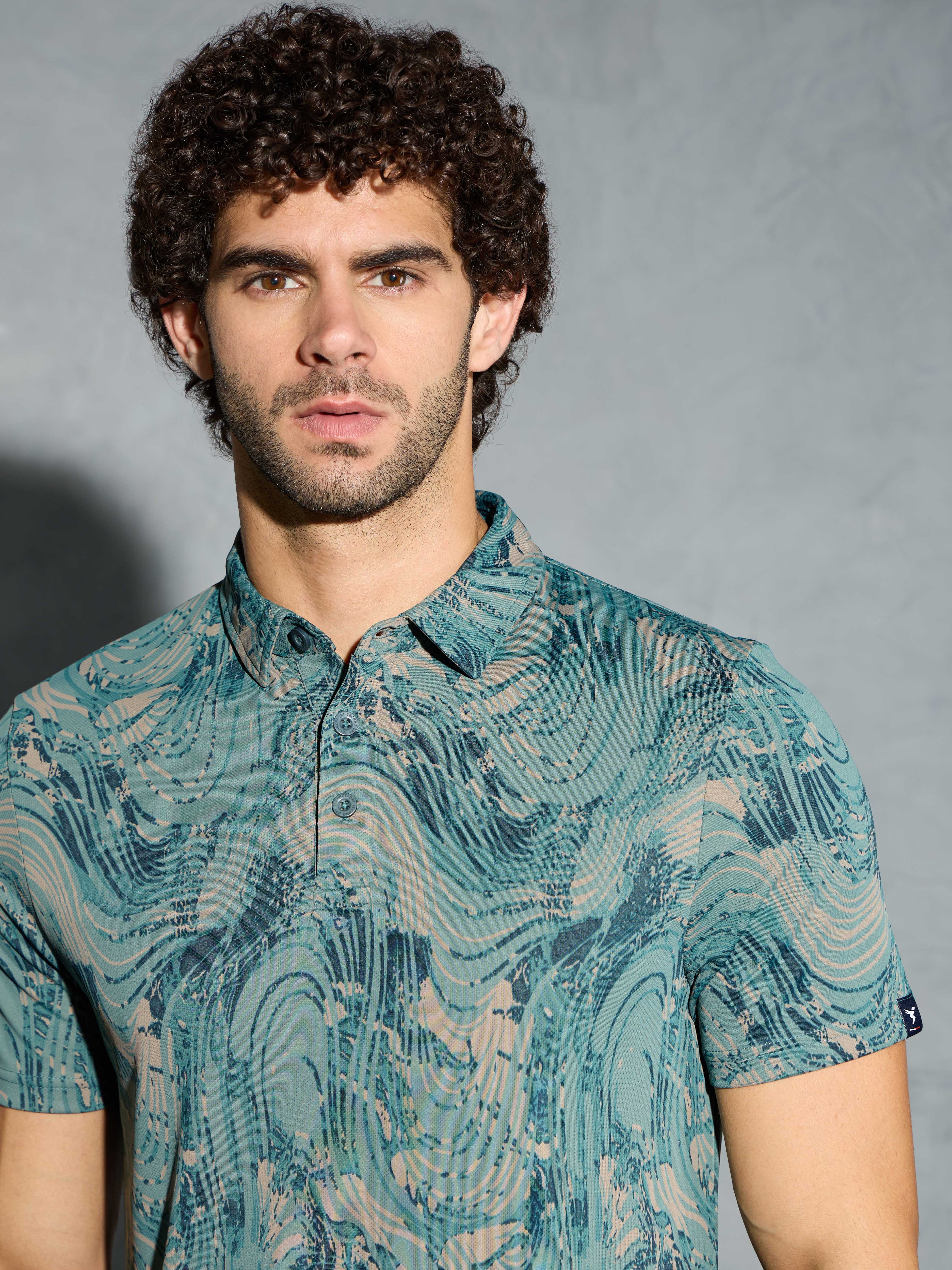 Men Printed Slim Fit Polo T-shirt with TECHNOCOOL+ - Image 6