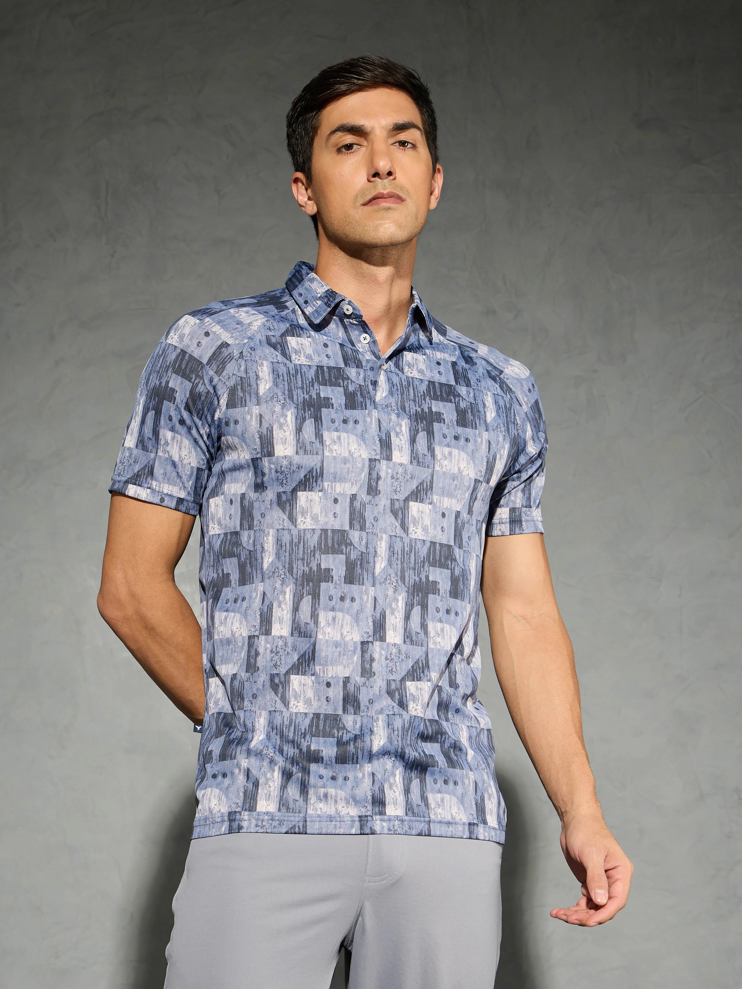 Men Printed Slim Fit Polo T-shirt with TECHNOCOOL+ - Image 2