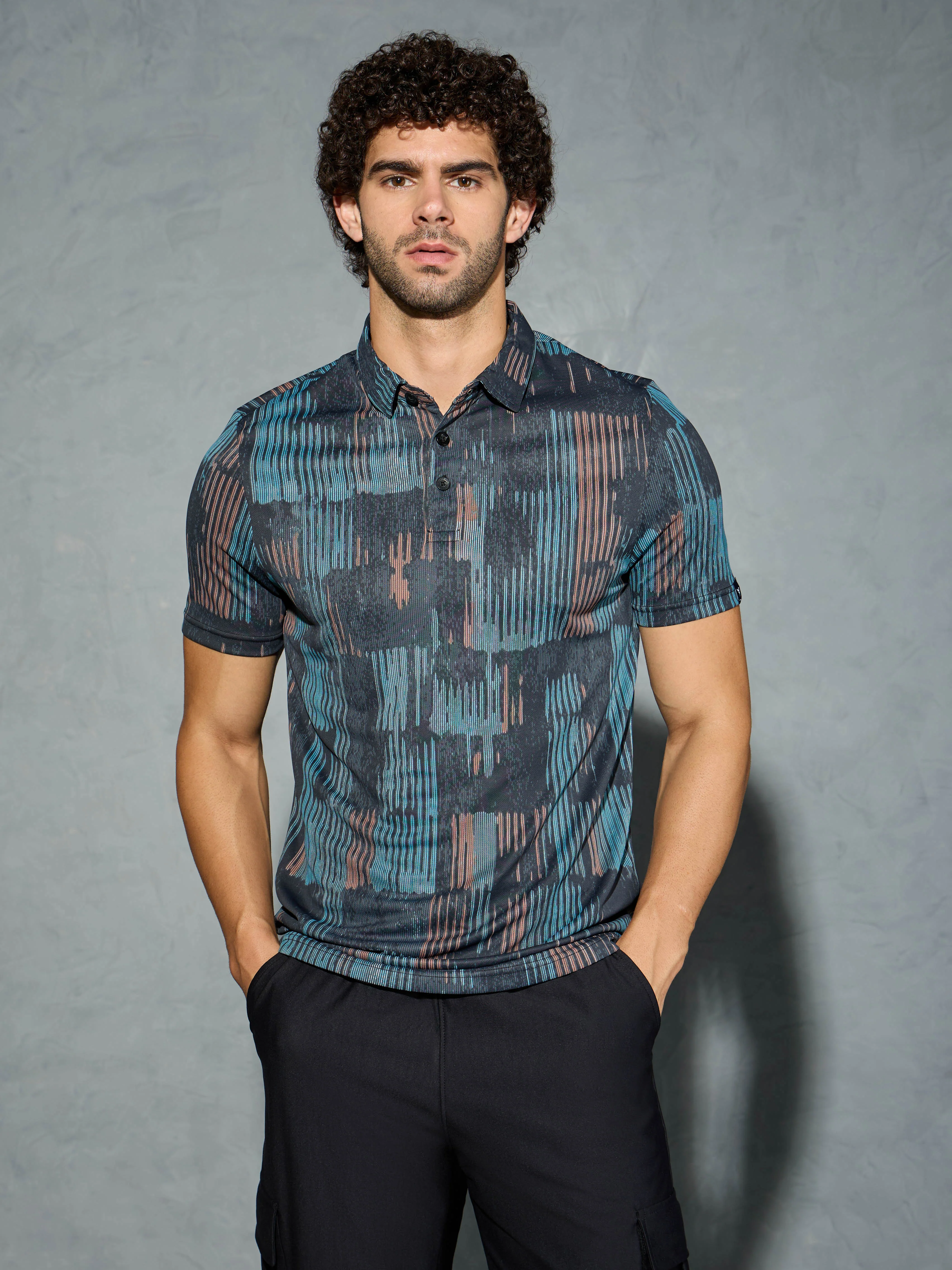 Men Printed Slim Fit Polo T-shirt with TECHNOCOOL+ - Image 2