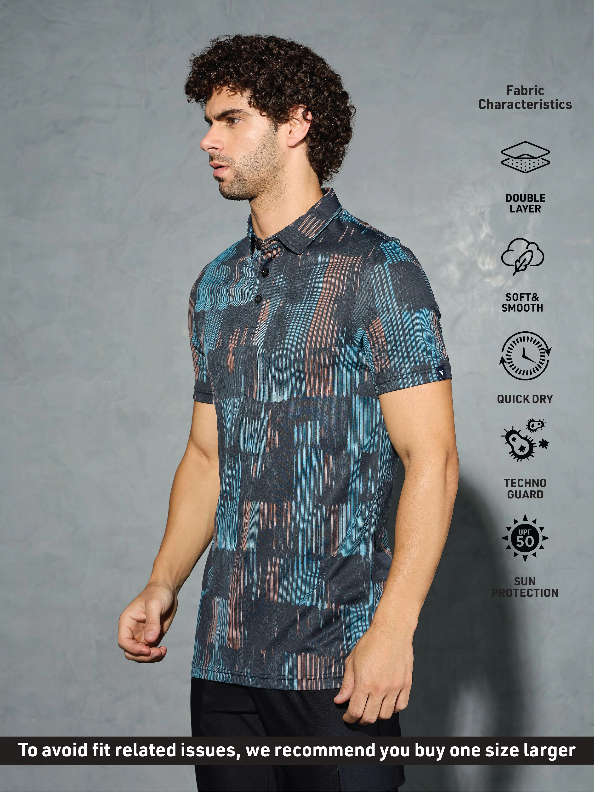 Men Printed Slim Fit Polo T-shirt with TECHNOCOOL+ - Image 4