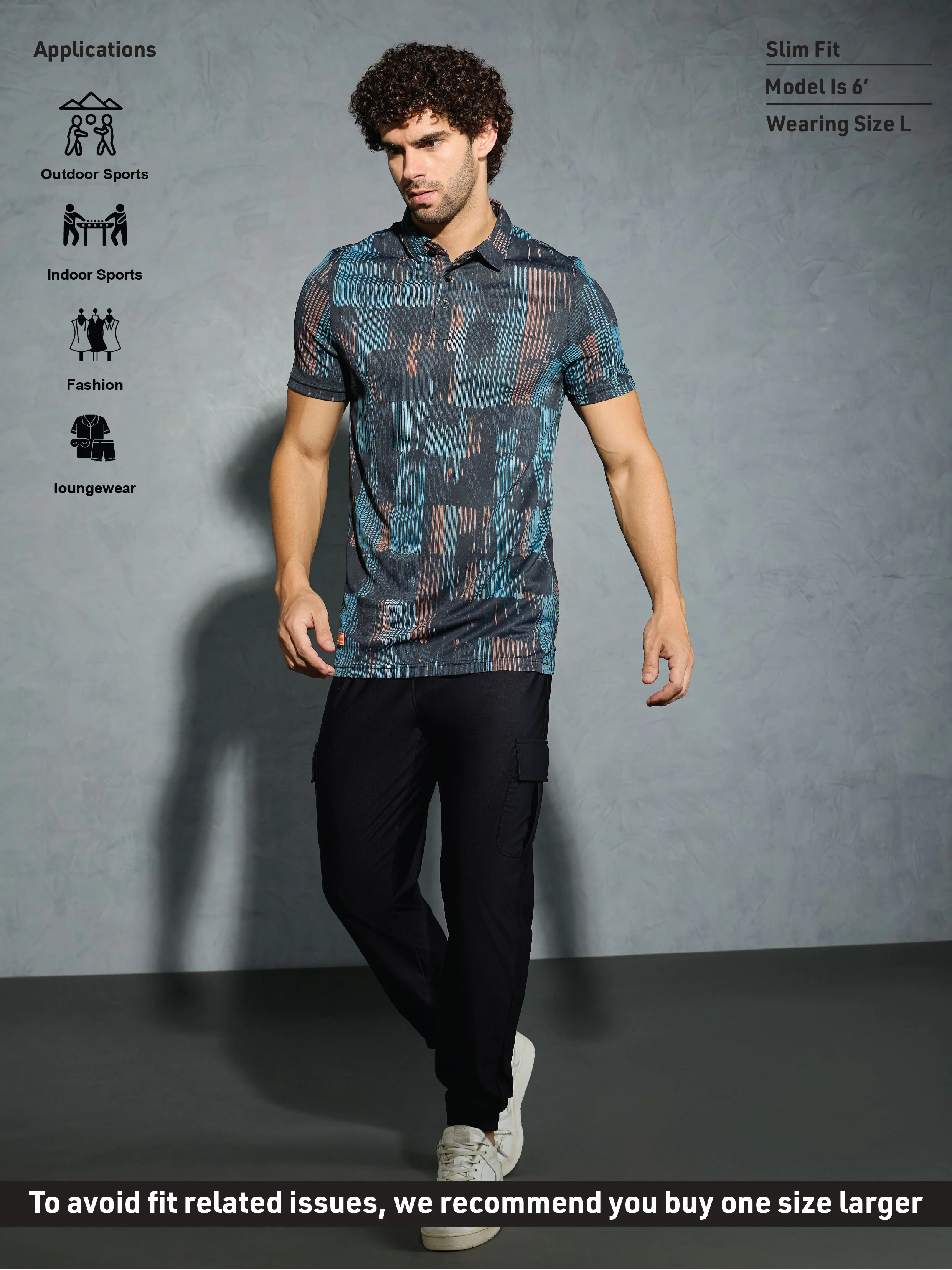 Men Printed Slim Fit Polo T-shirt with TECHNOCOOL+ - Image 5