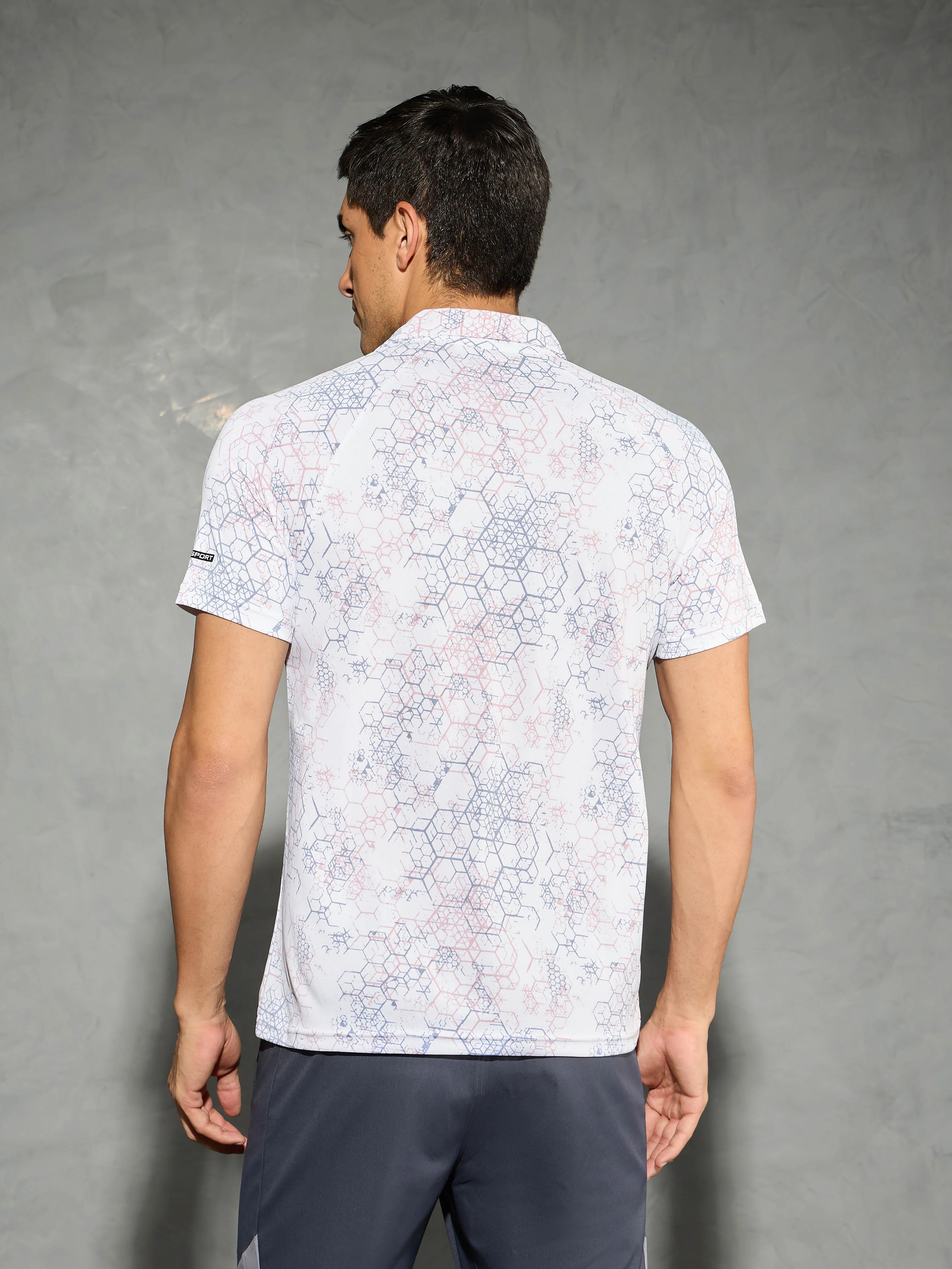 Men Printed Slim Fit Polo T-shirt with TECHNOCOOL+ - Image 3