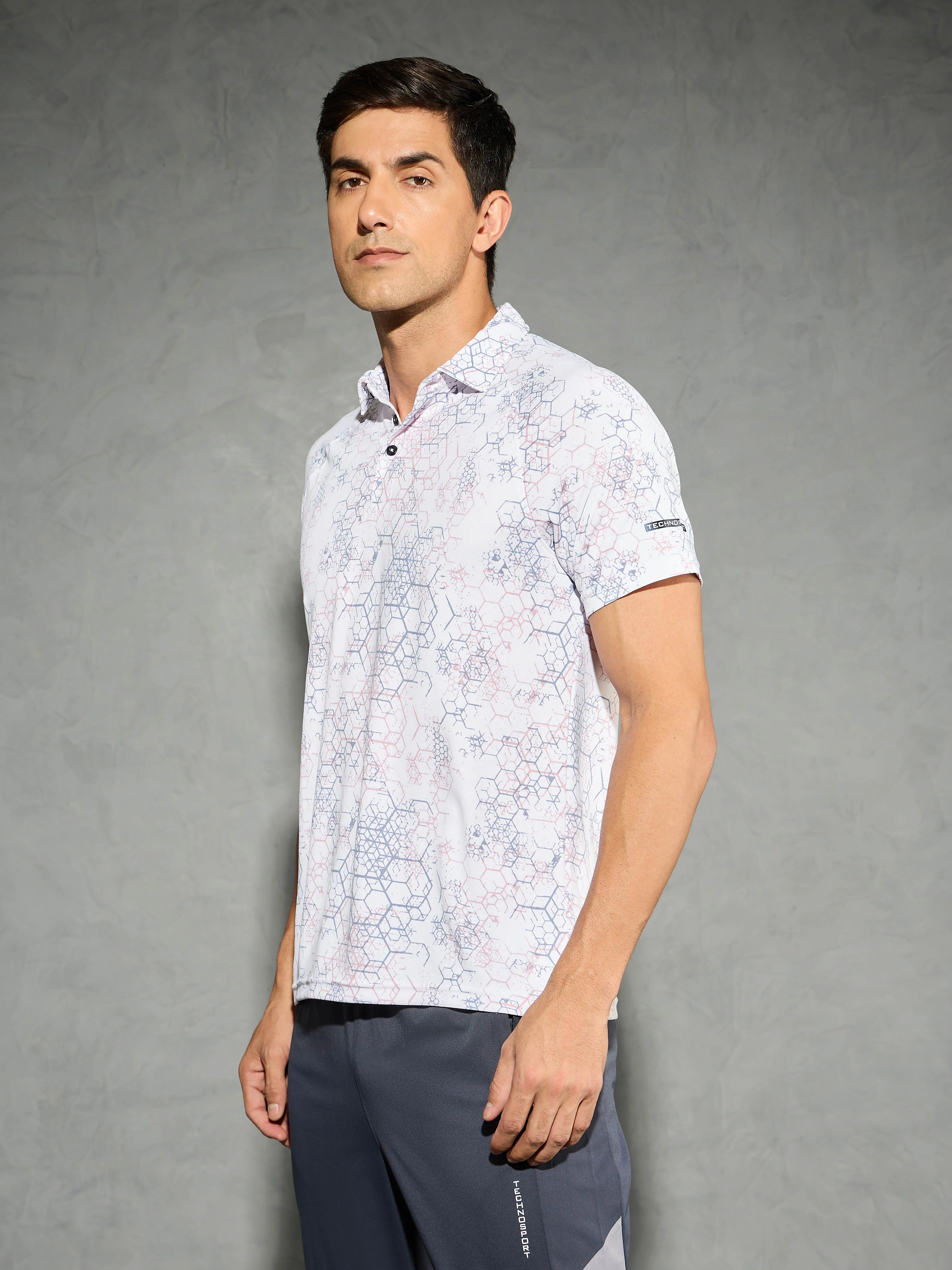 Men Printed Slim Fit Polo T-shirt with TECHNOCOOL+ - Image 4