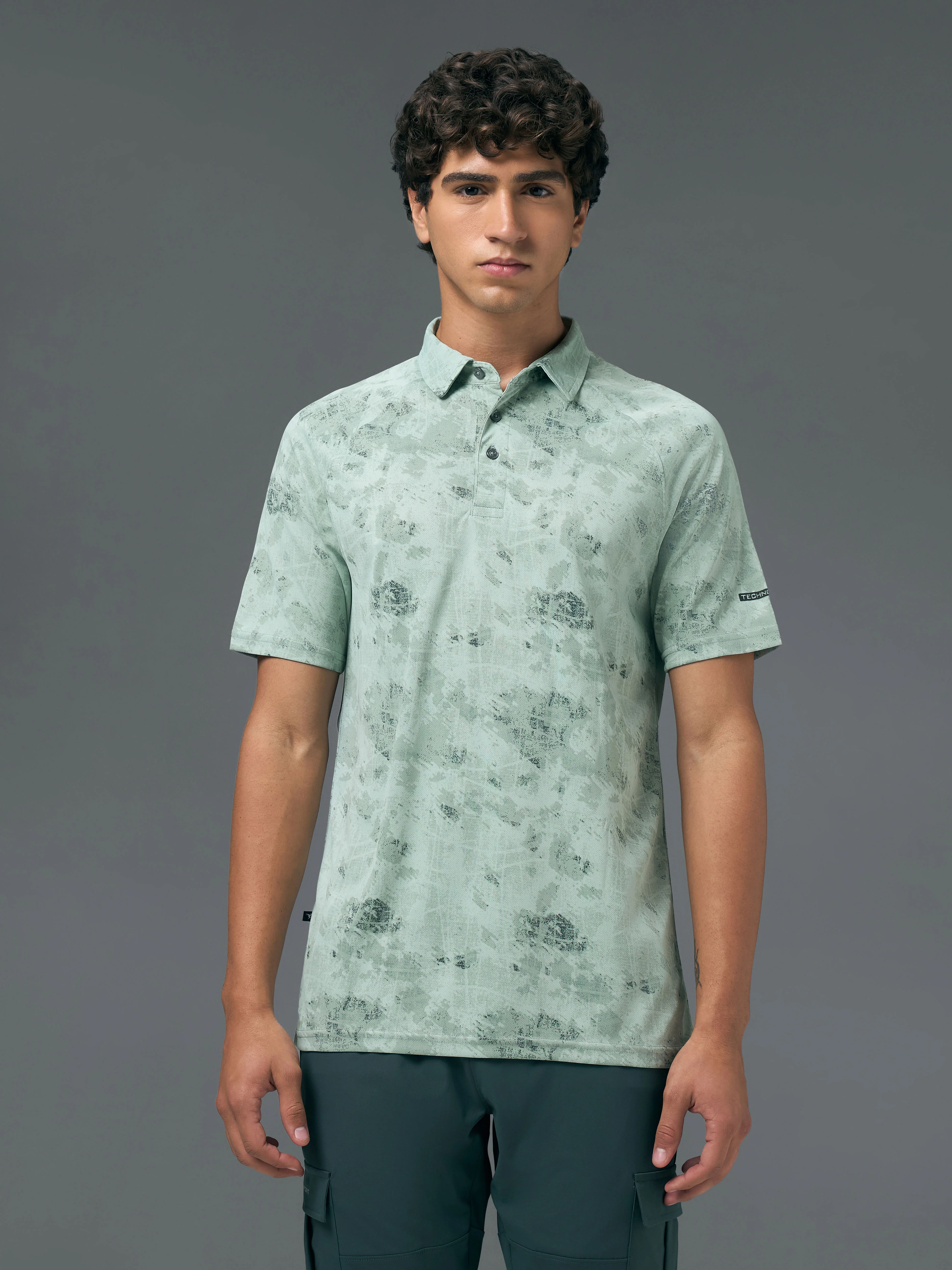 Men Printed Slim Fit Polo T-shirt with TECHNOCOOL+ - Image 2