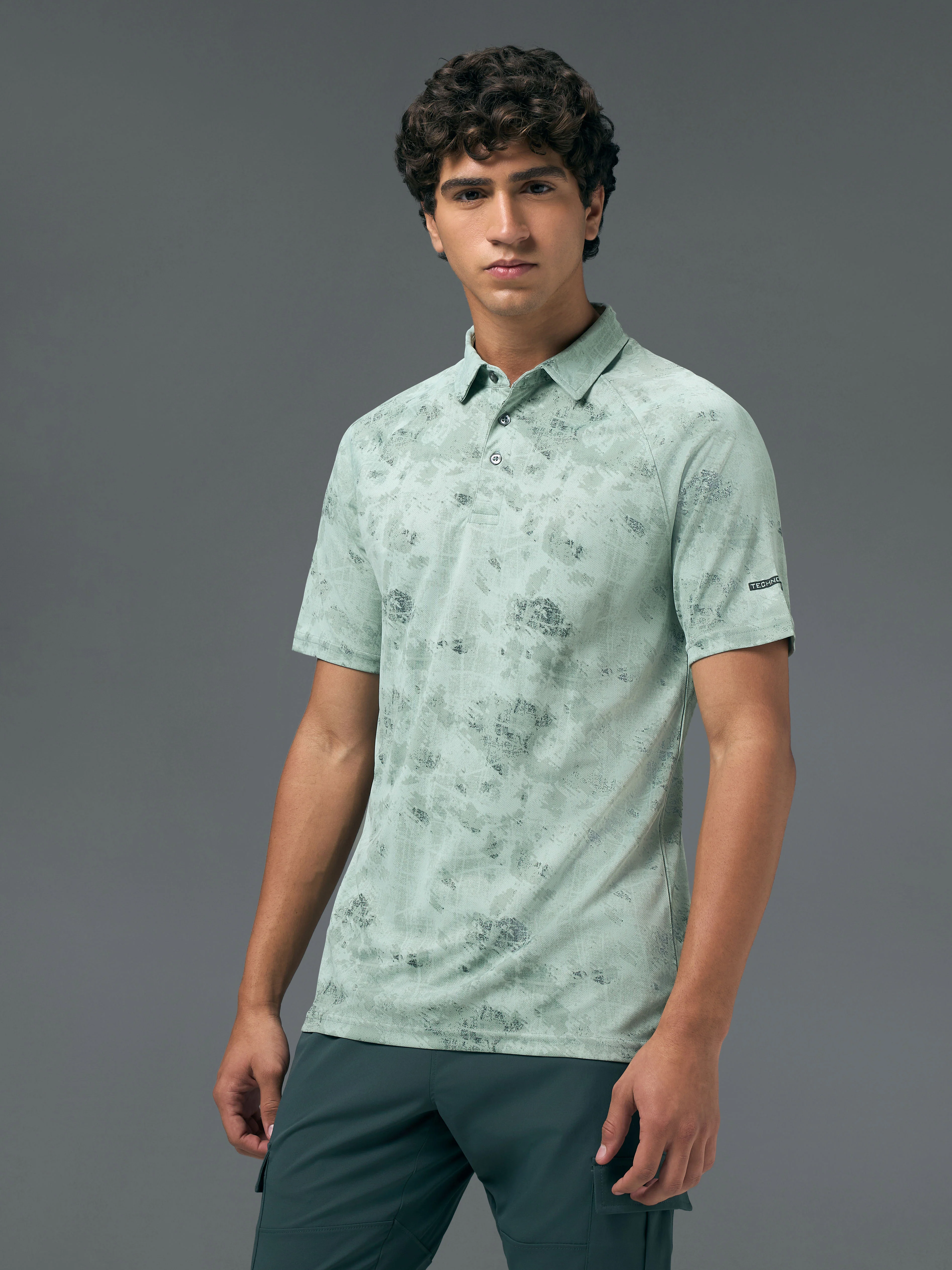 Men Printed Slim Fit Polo T-shirt with TECHNOCOOL+ - Image 4