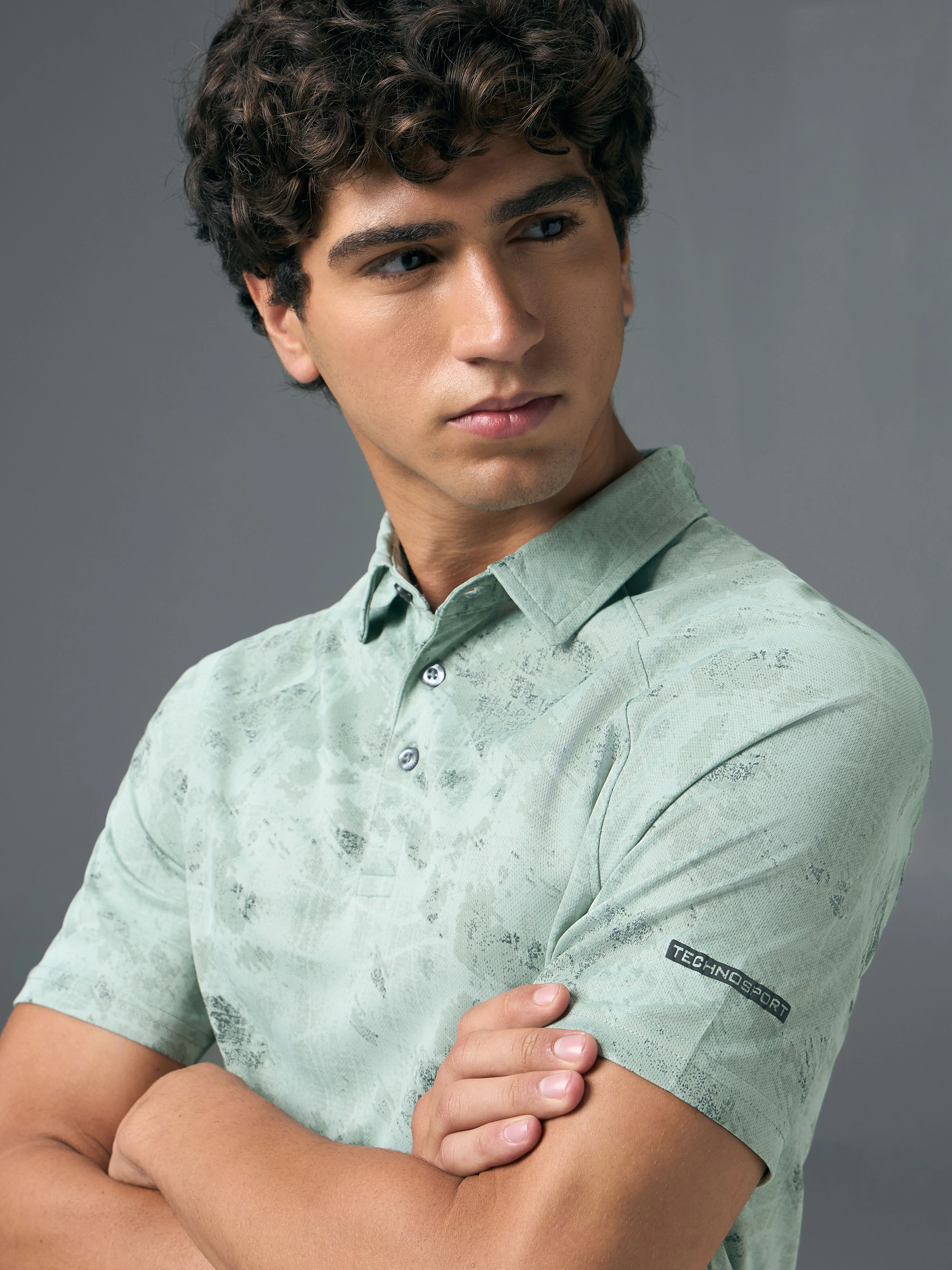 Men Printed Slim Fit Polo T-shirt with TECHNOCOOL+ - Image 6