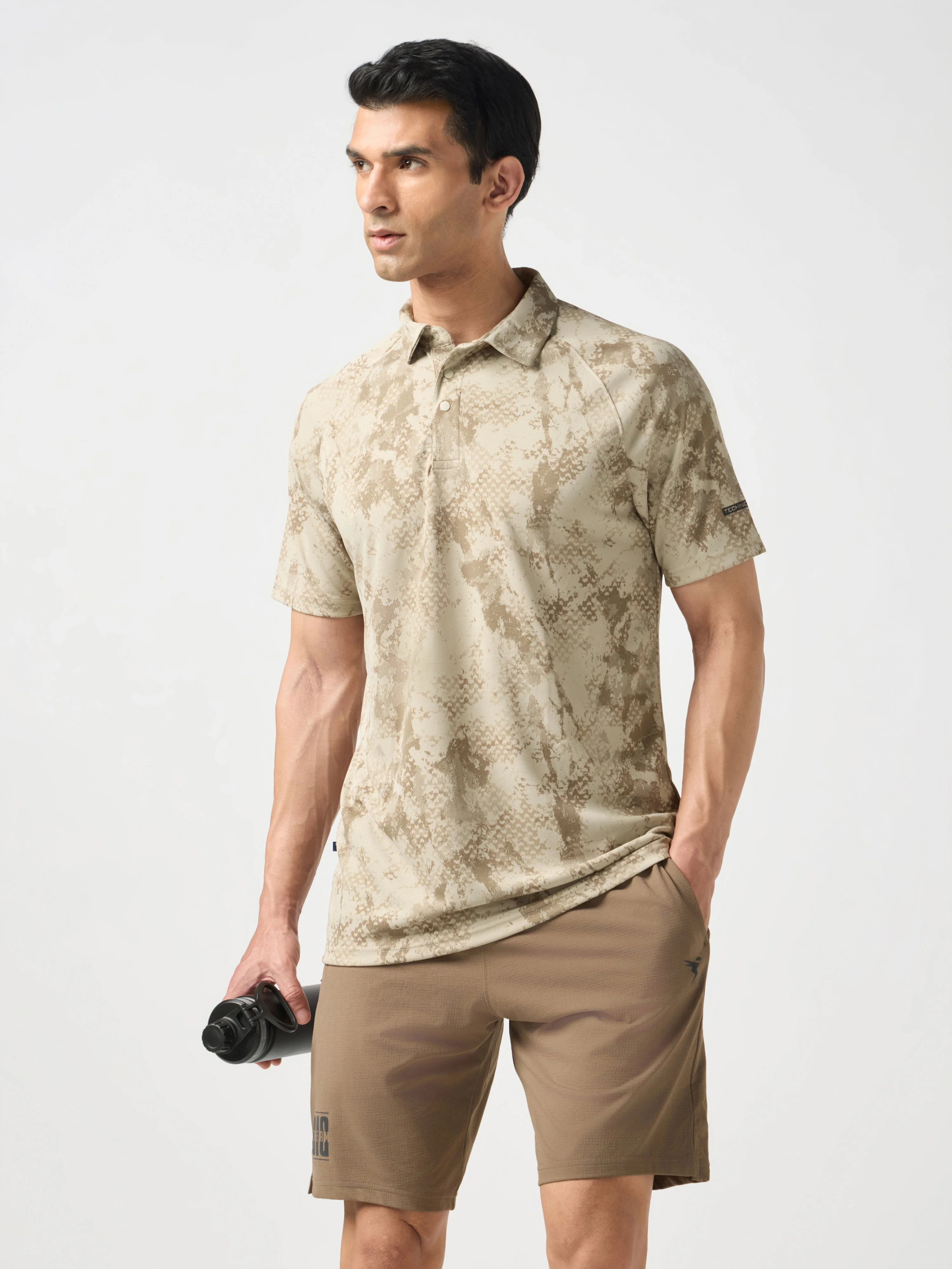 Men Printed Slim Fit Polo T-shirt with TECHNOCOOL+