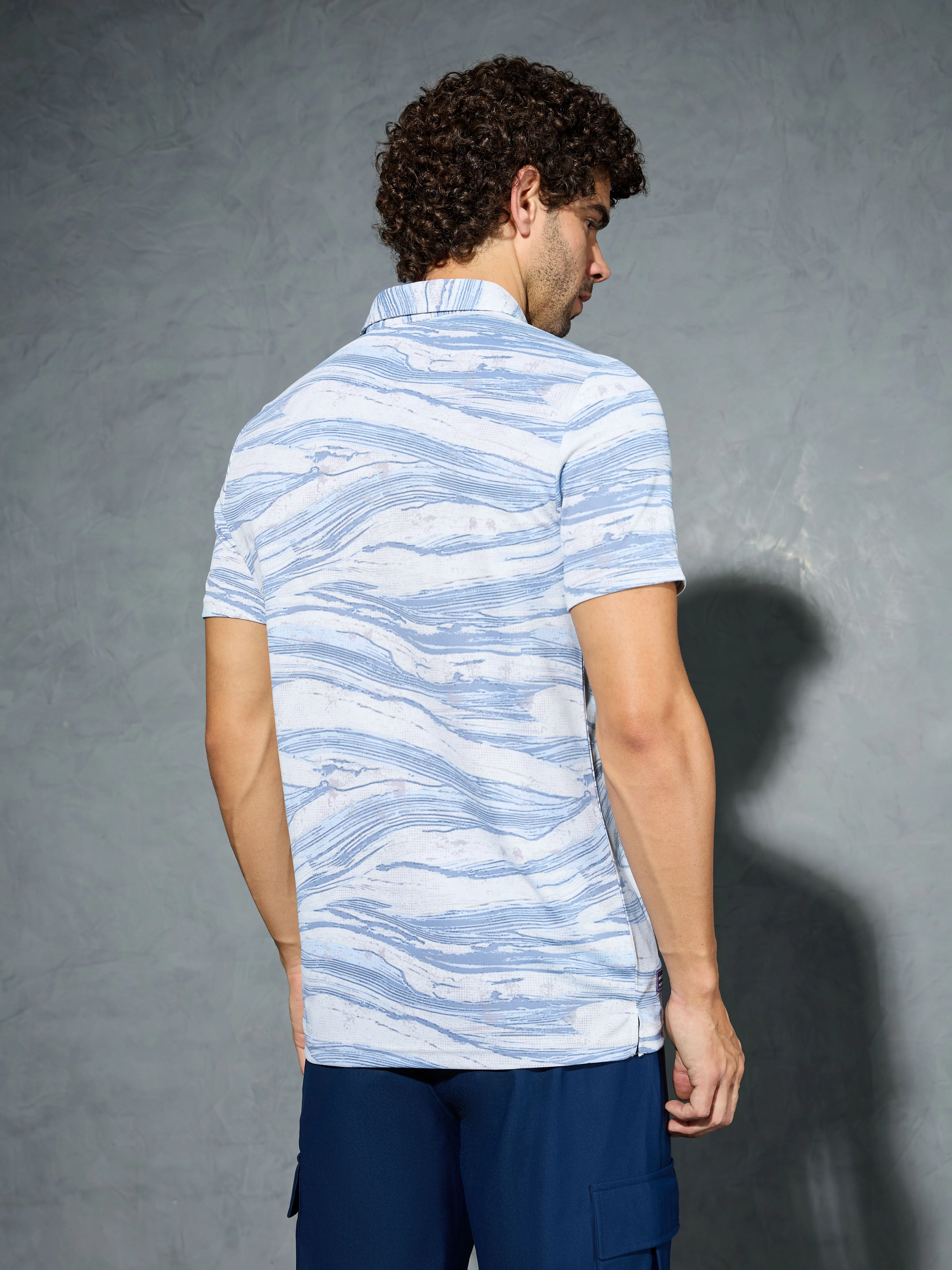 Men Printed Slim Fit Polo T-shirt with TECHNOCOOL+ - Image 3