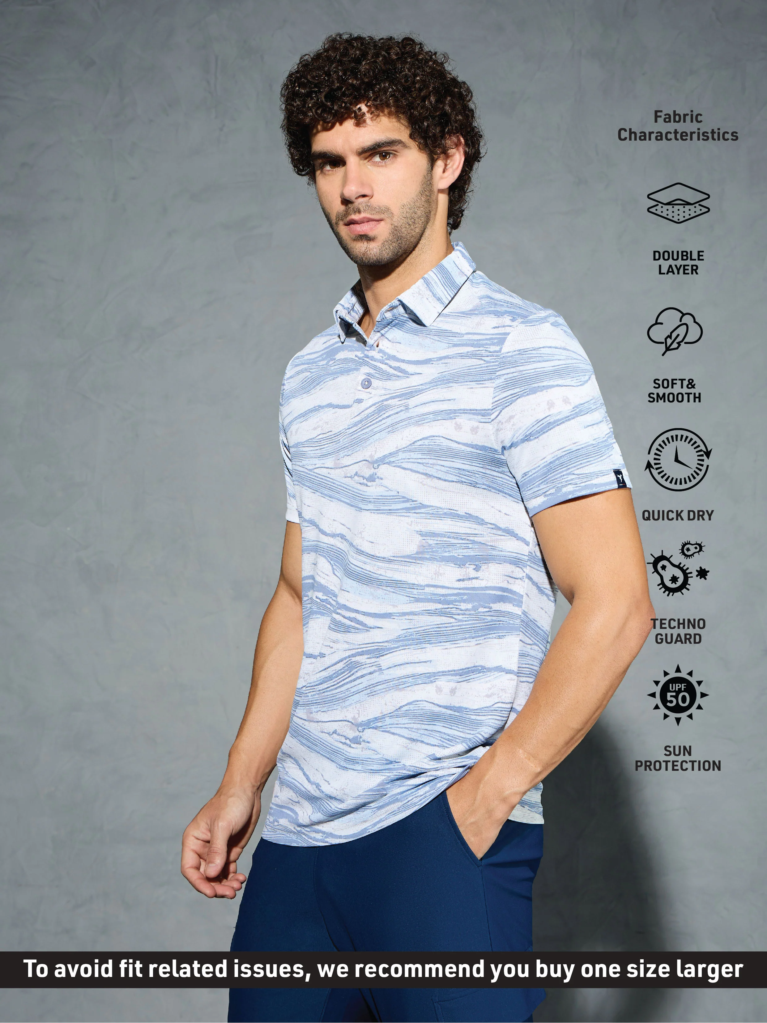 Men Printed Slim Fit Polo T-shirt with TECHNOCOOL+ - Image 4
